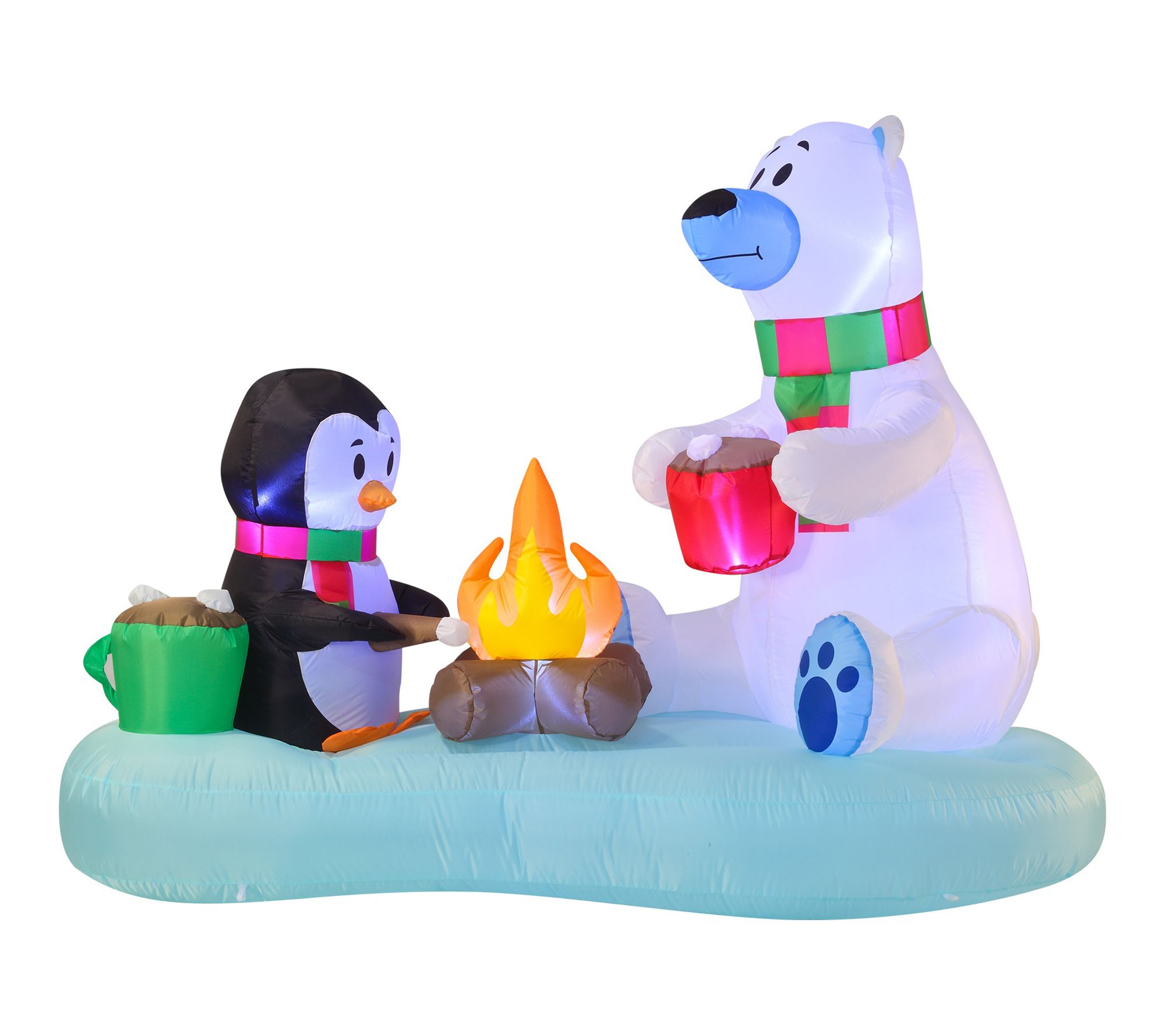 Joyfy 6ft Long Christmas Inflatable Penguin & Polar Bear