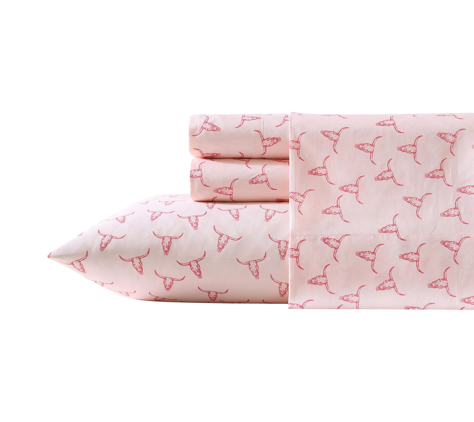 Wrangler Steer Skulls Pink King Microfiber Sheet Set
