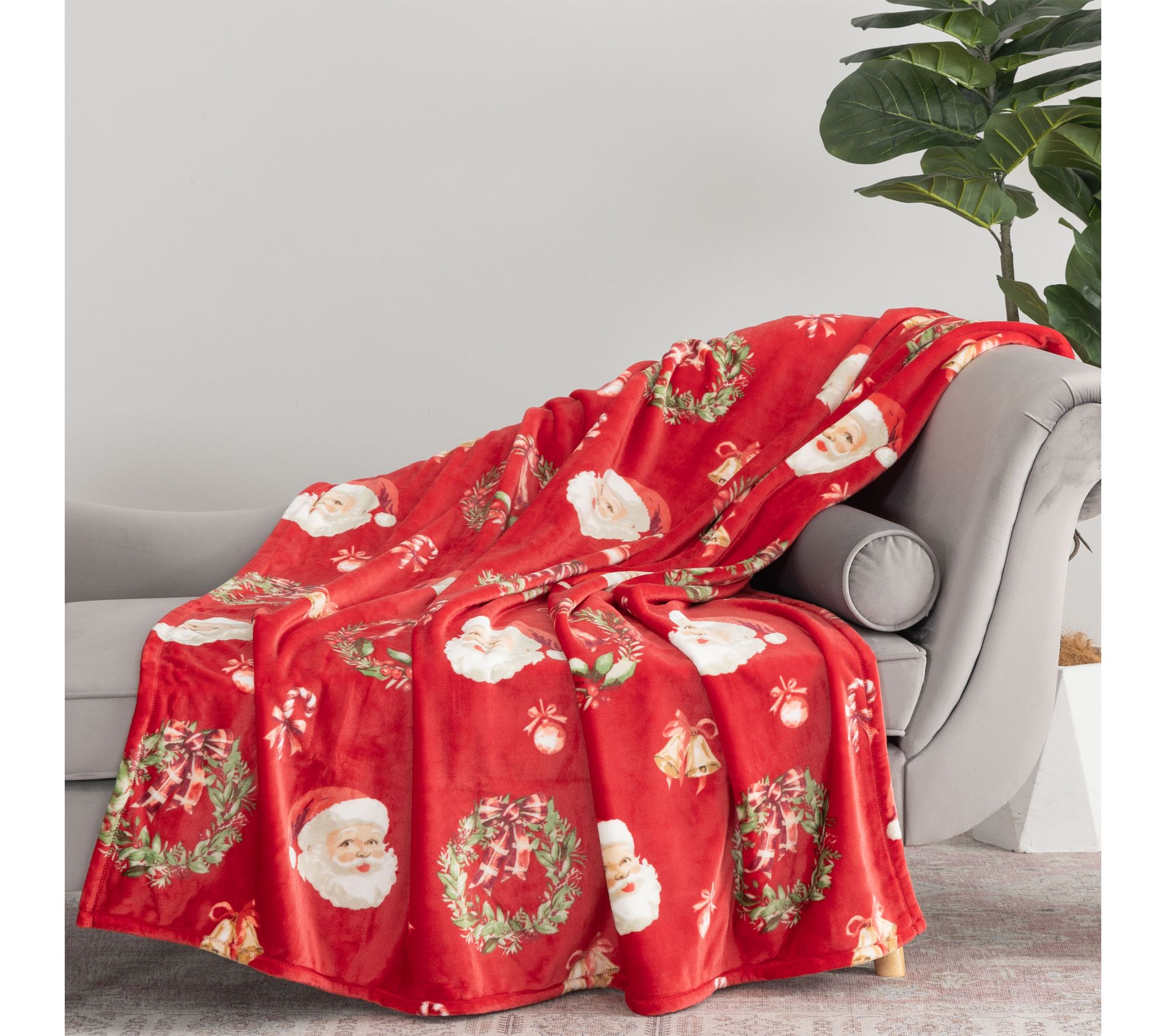 "As Is" Berkshire Oversized Holiday Throw with Plush Bag