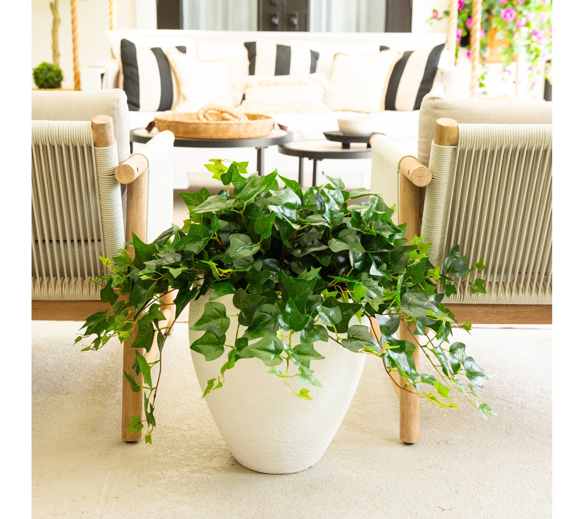 Nearly Natural 24-in UV Resistant Puff Ivy   -Set of 3