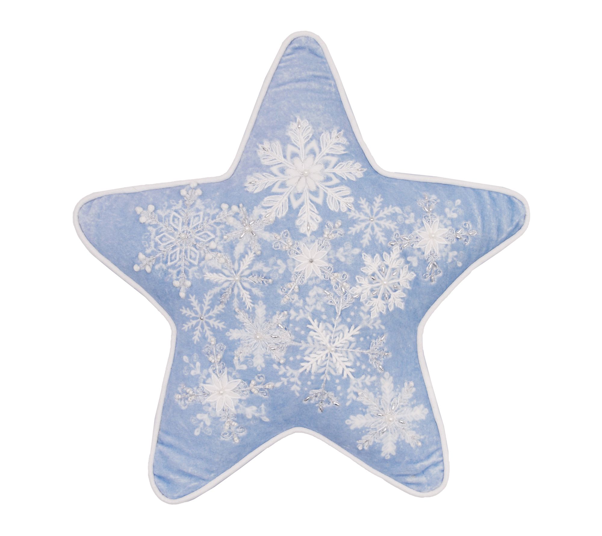 Icy Snowflake Star Christmas Shaped Throw Pillow by Valerie