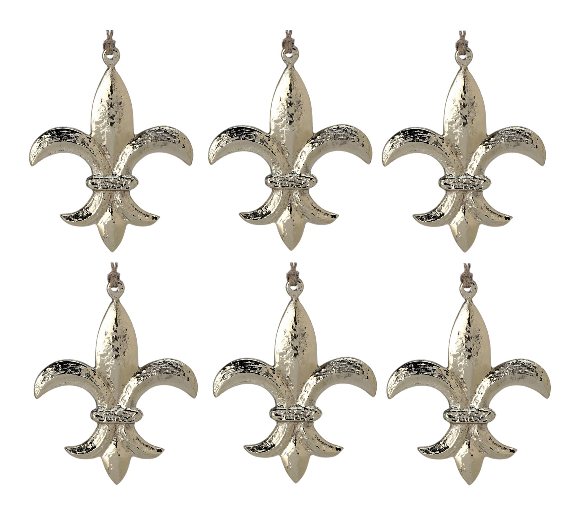 RC Hoome Decor -Set of 6 Gold AL Fleur-de-Lis Hanging Ornaments