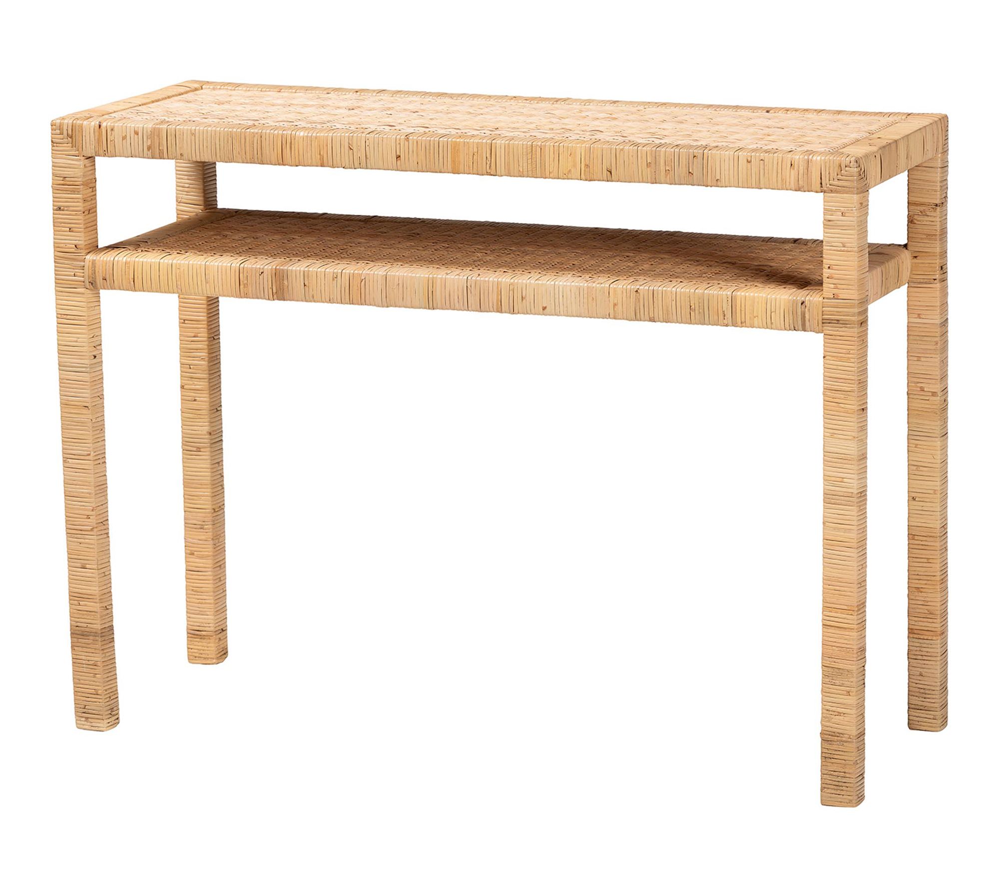 bali & pari Kalimantan Honey Rattan and Wood Console Table