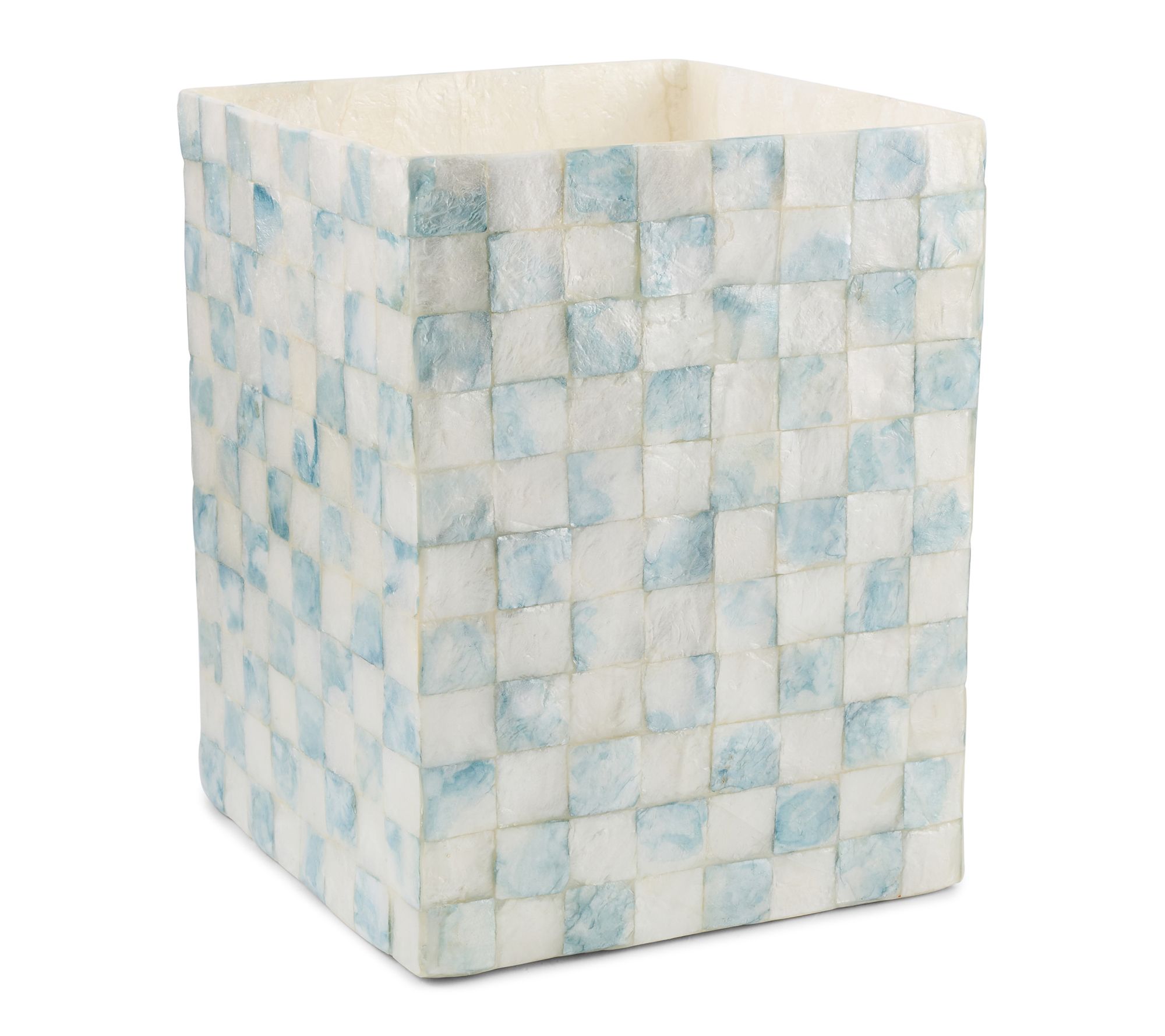  MacKenzie -Childs Sky Check Capiz Waste Bin