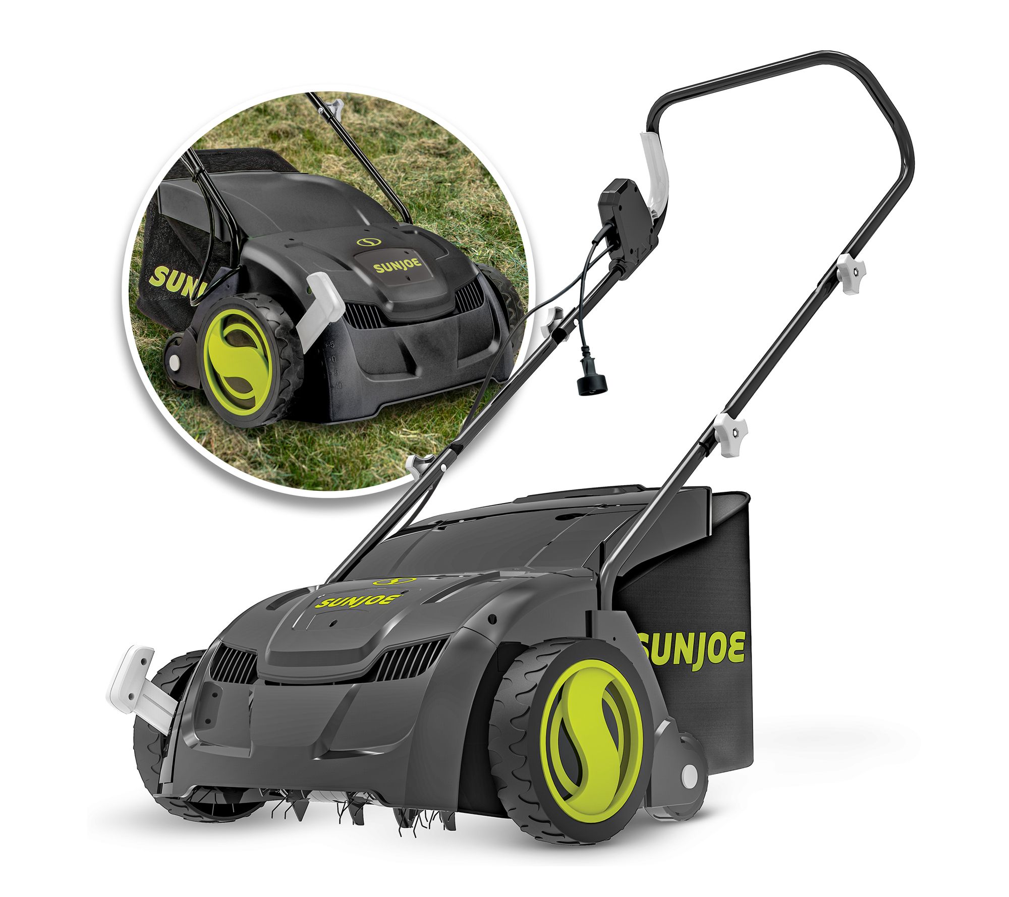 Sunjoe Electric Lawn Dethatcher + Scarifier with Collection Bag