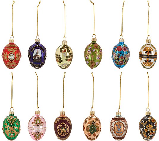 Joan Rivers 2017 Set of 12 Russian Inspired Mini Egg Ornaments
