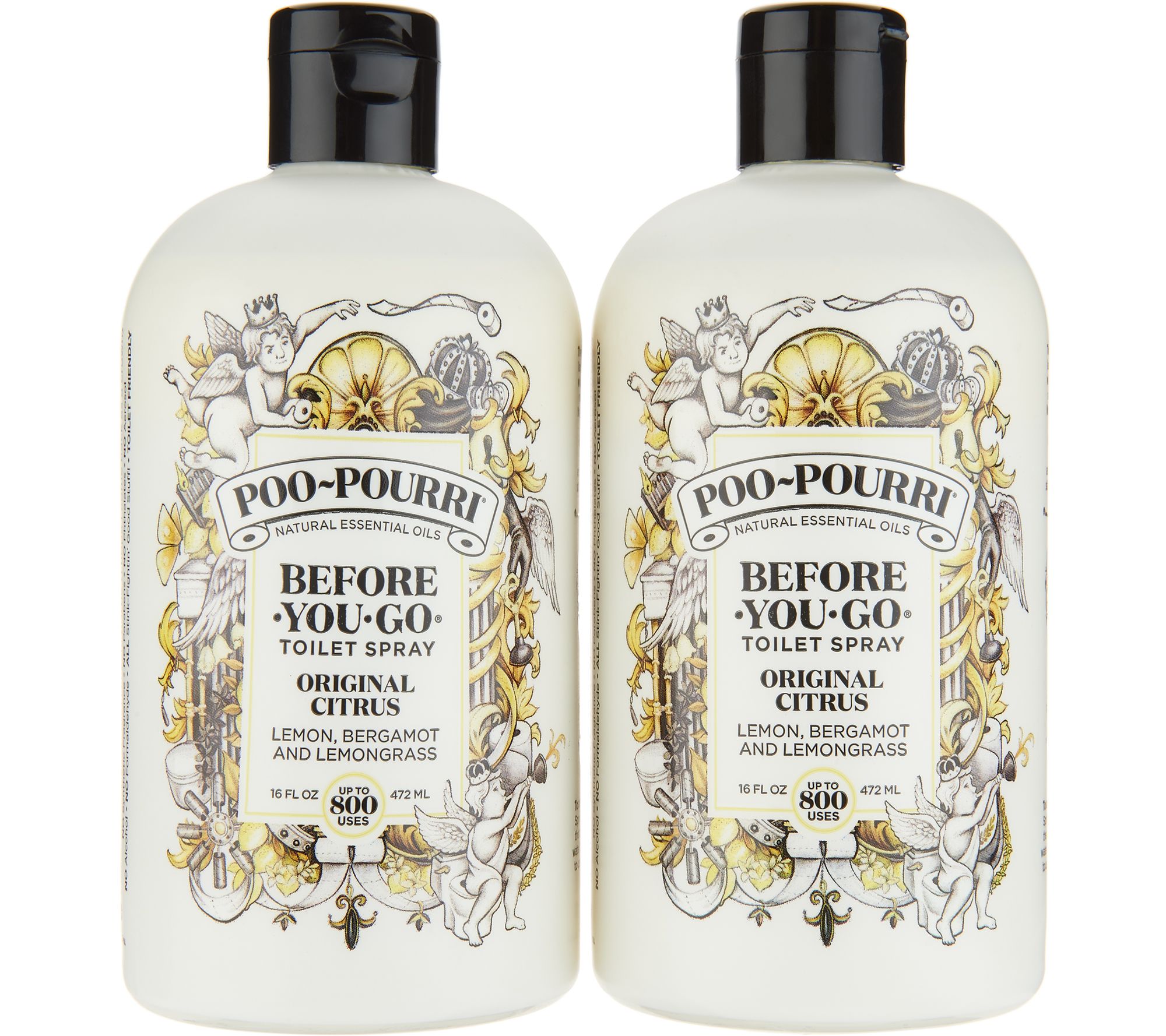 Poo-Pourri Set of 2 16oz. Bathroom Deodorizer Refill Bottles Original