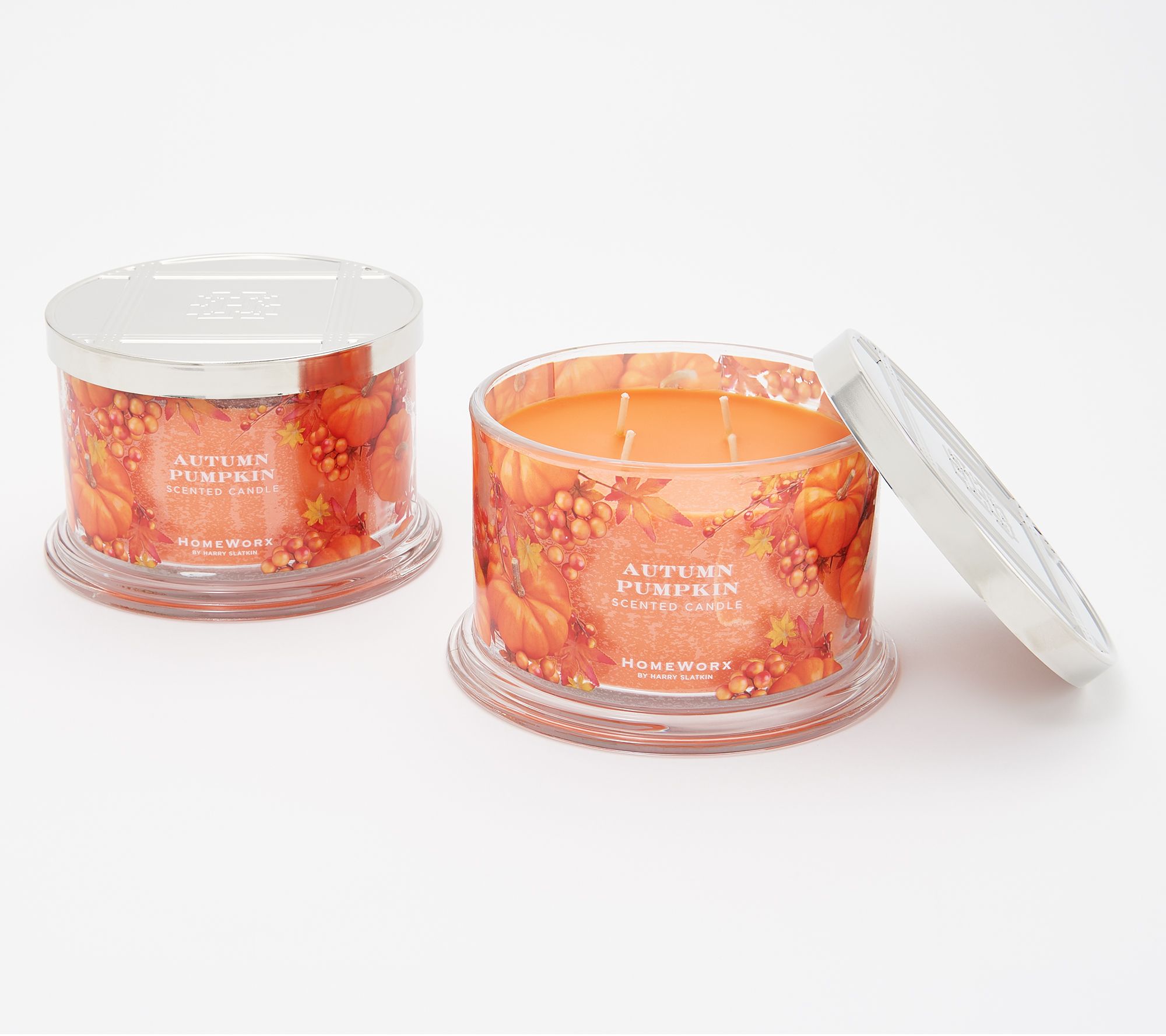 "As Is" HomeWorx by Harry Slatkin Set 2 Pumpkin 4Wick Candles
