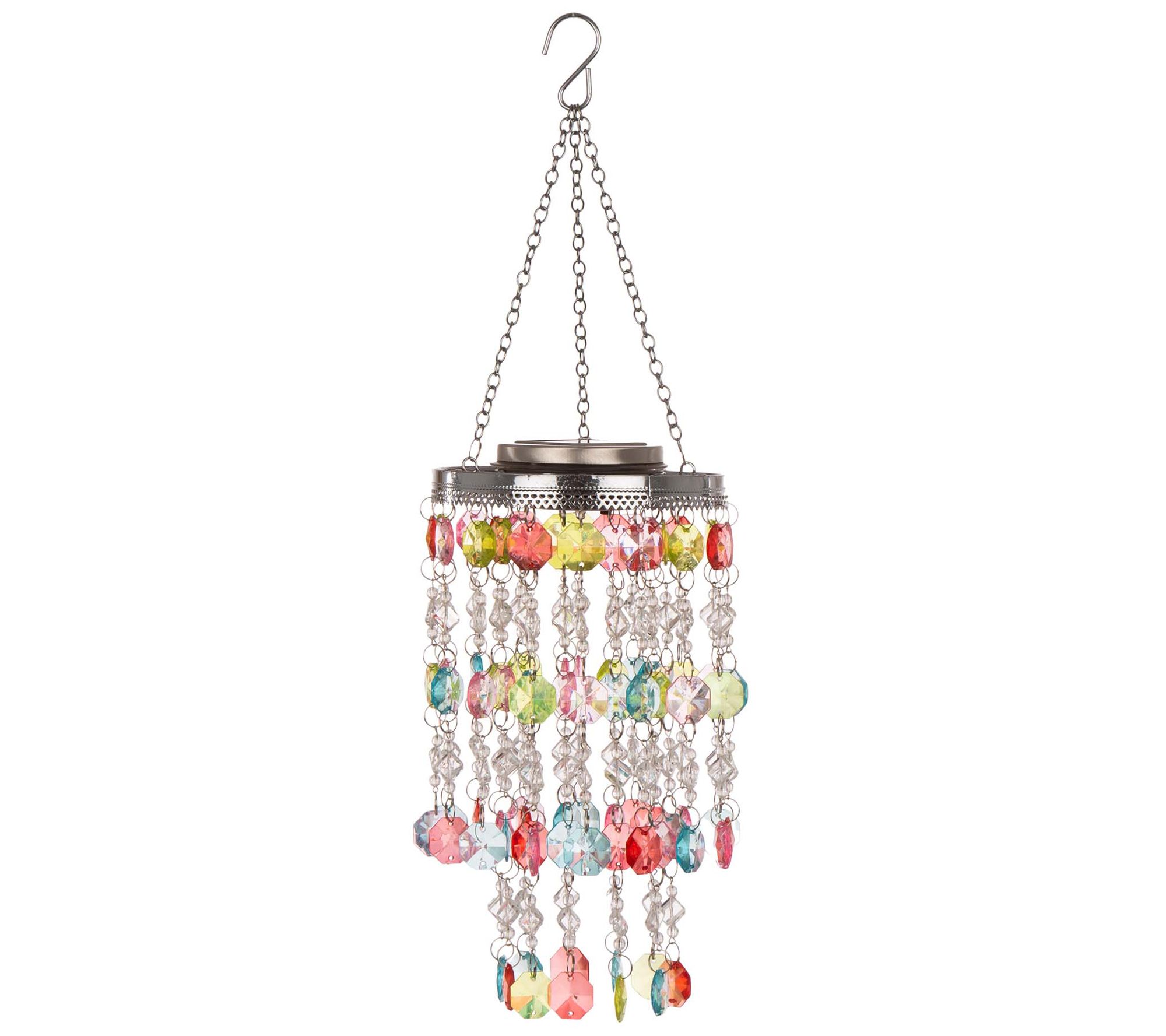 Glitzhome Solar LED Lighted Jewel Beaded Wind C hime-Multi