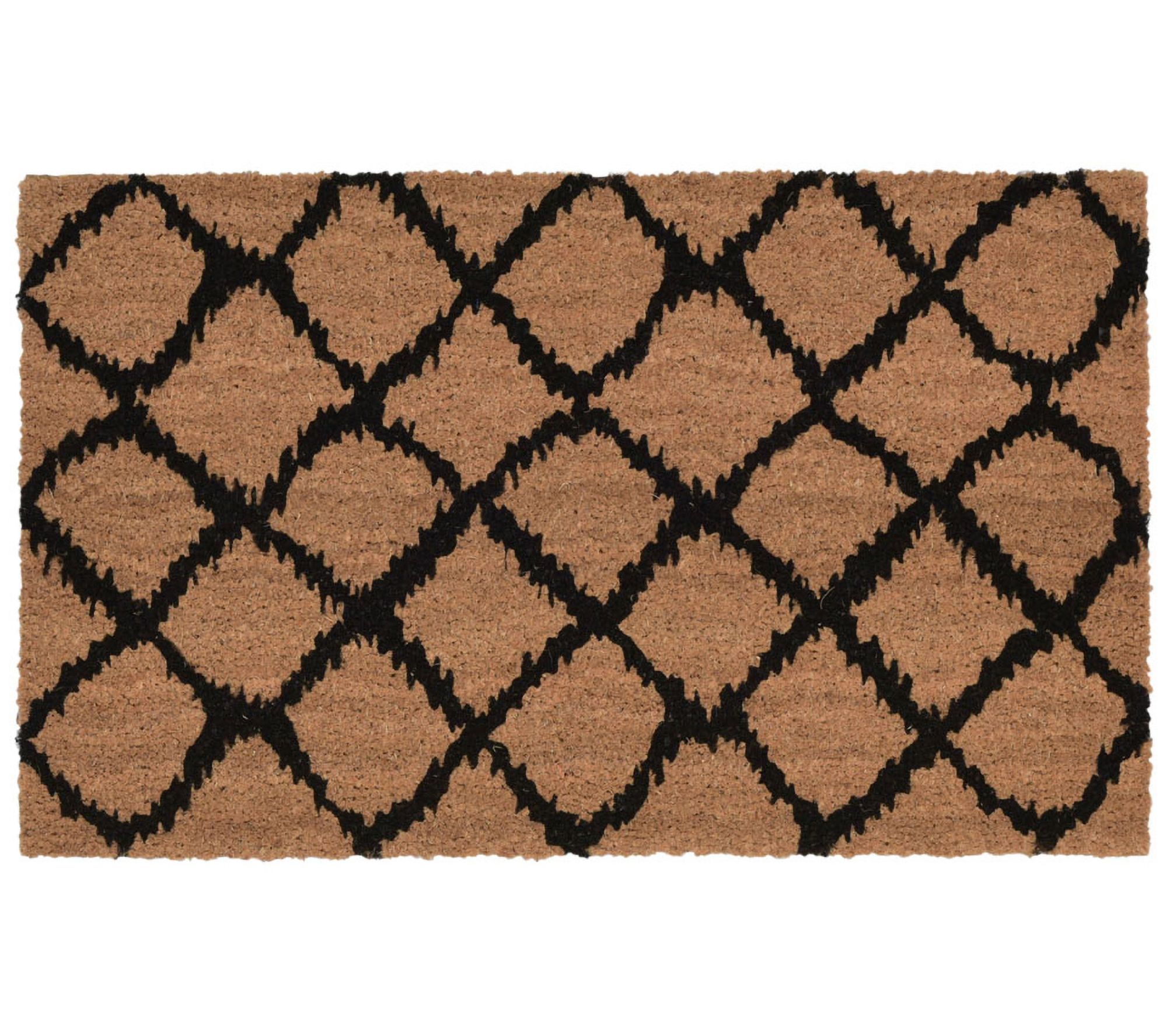 Liora Manne Natura Ikat Lattice Outdoor Mat Black 18" x 30"