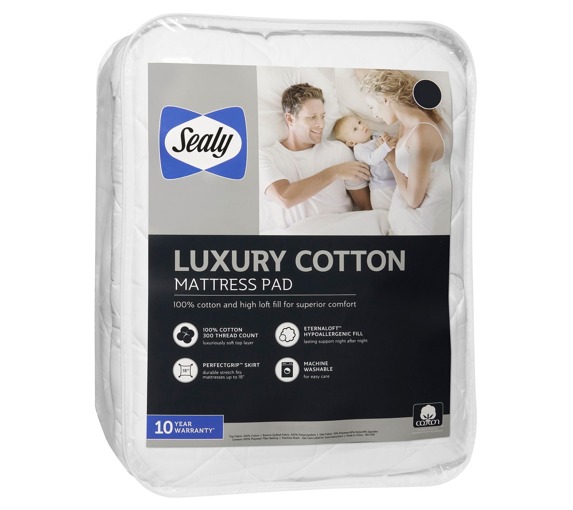 Sealy Luxury Cotton Mattress Pad-Queen - QVC.com