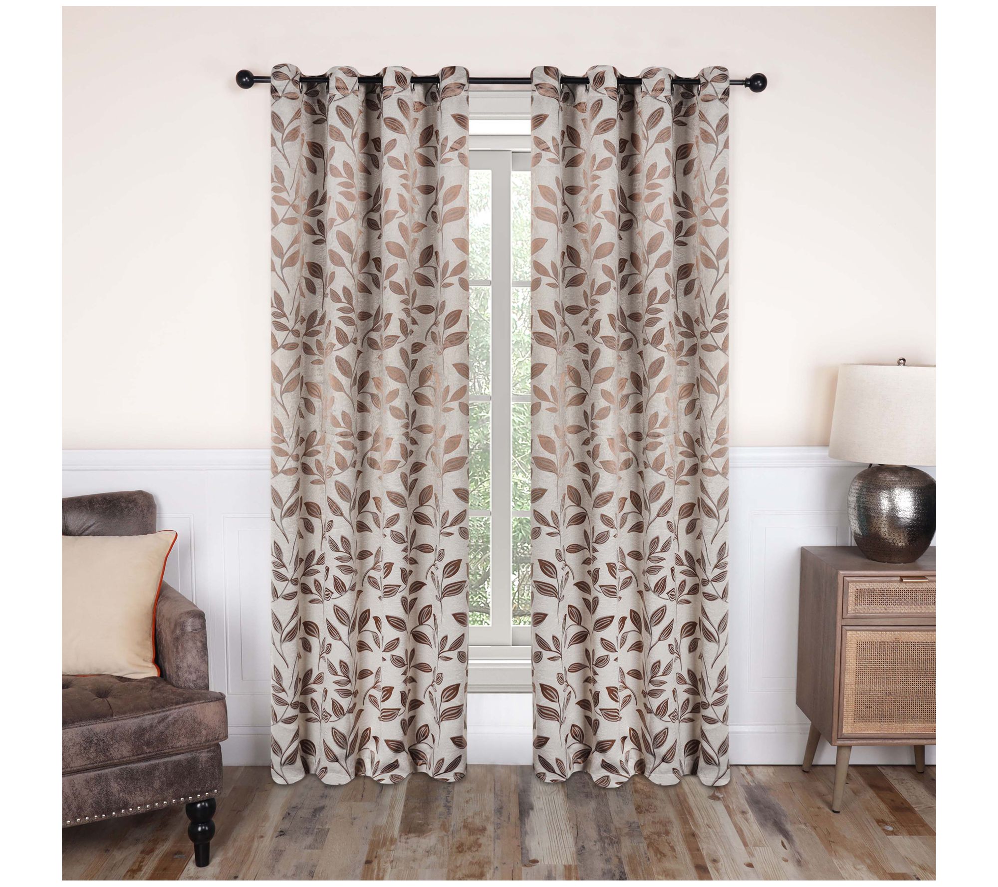 Superior Leaves Blackout Panel Curtains (Set Of2), 52 X 63