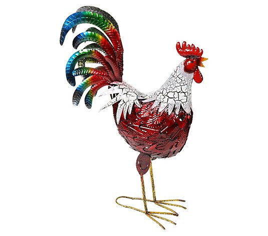 Exhart Colorful Metal Rooster Statue Large