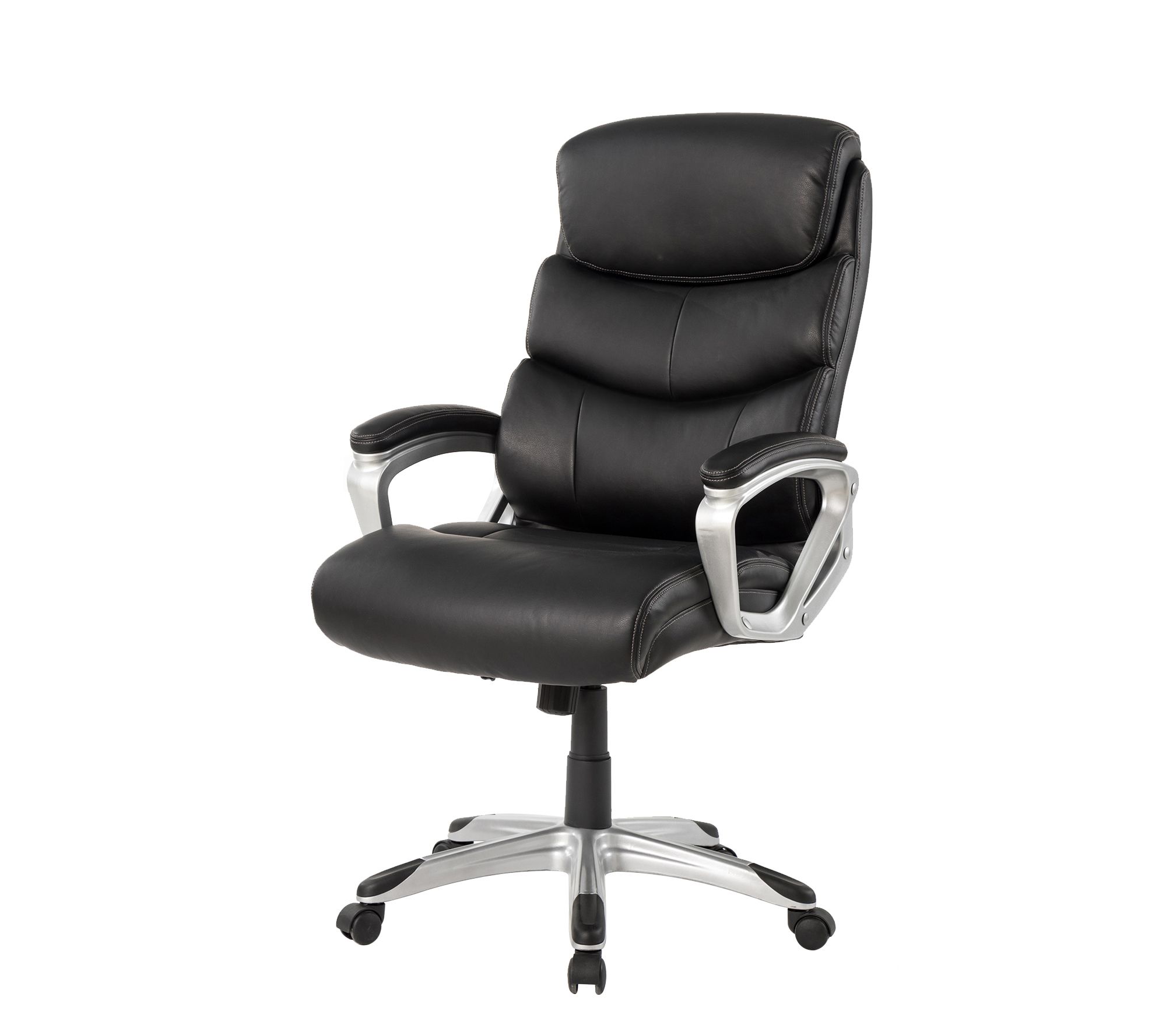 Glitzhome Leatherette Executive Office Chair with Pneumatic Lift, Cream, White