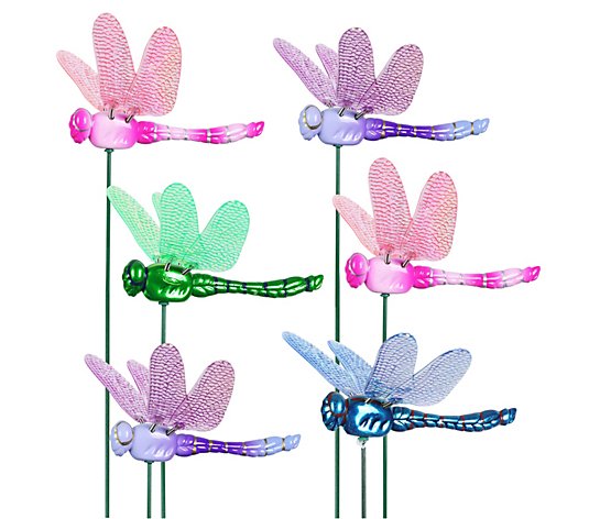 Exhart 6-pc 4" WindyWings Dragonfly Stake Assortment