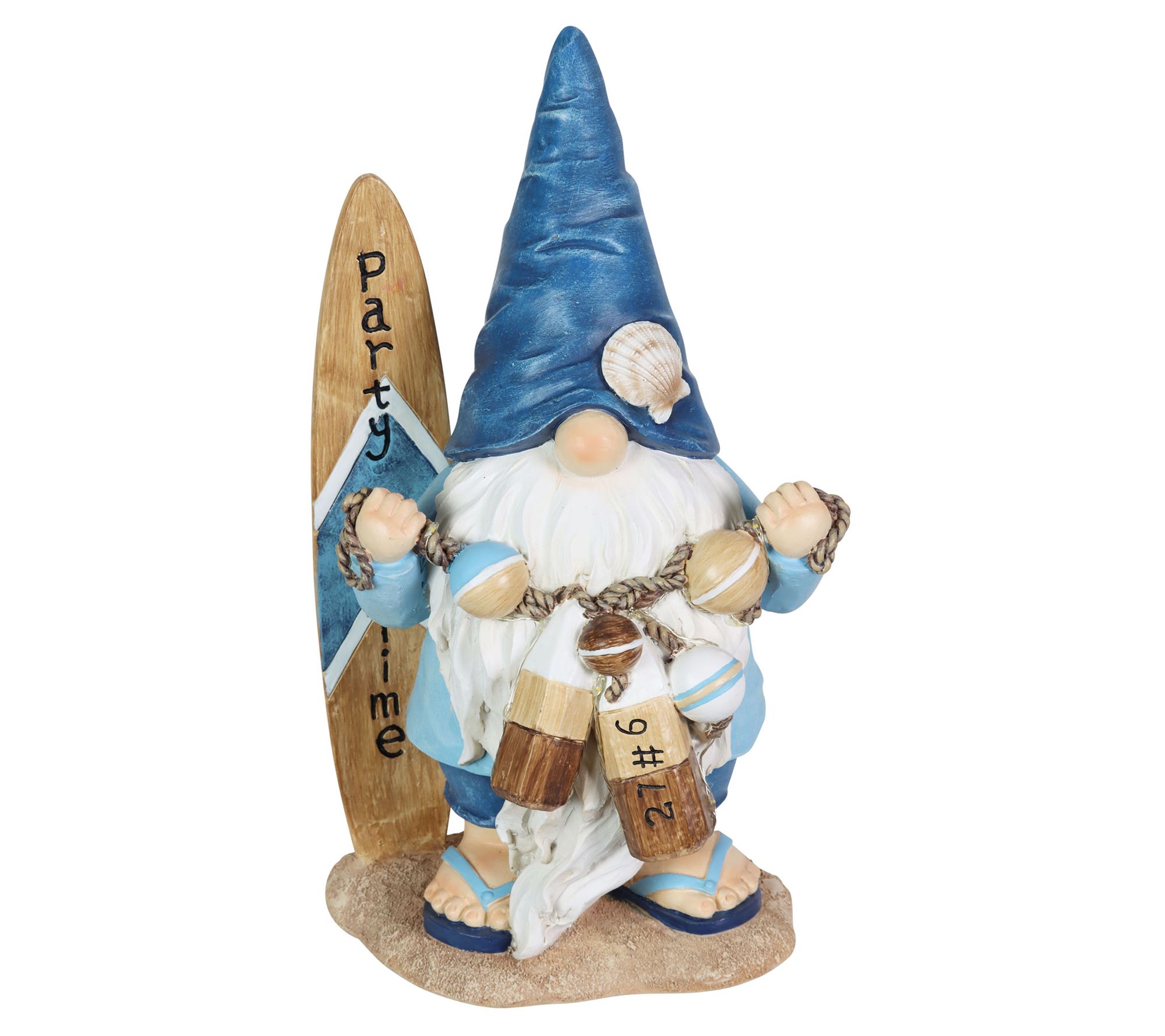 Exhart Solar-Powered Lighted Surfer Beach GnomeStatue