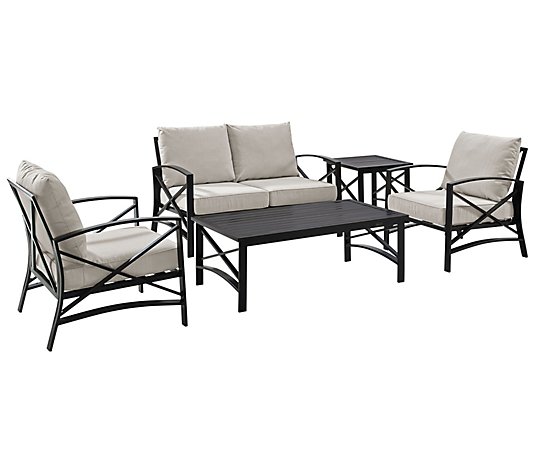 Kaplan Love Seat, Two Chairs, Coffee & Side Tables w/ Cushions