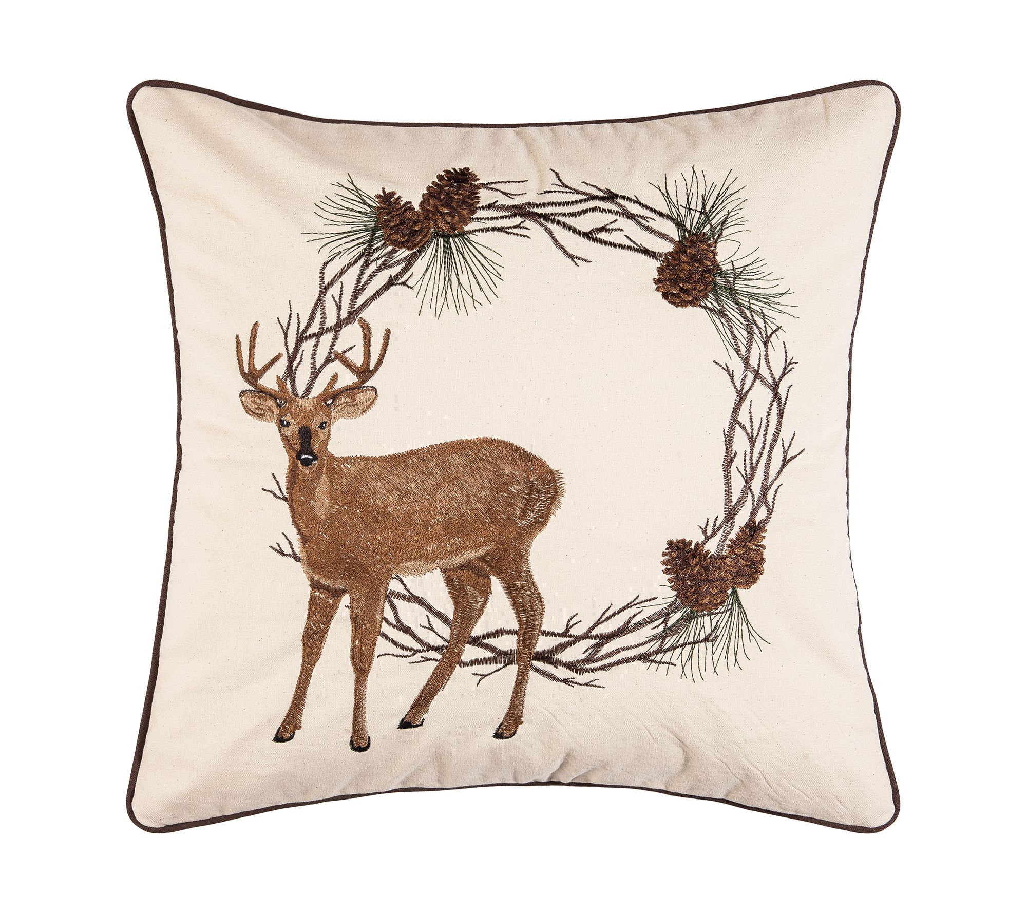 C&F Home Woodland Reindeer Hooked Pillow