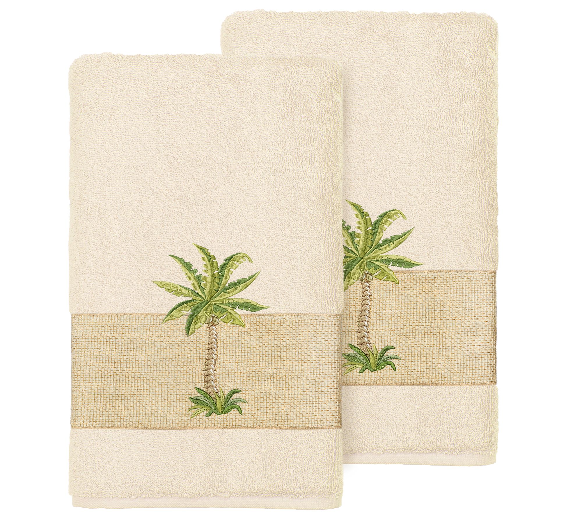 Linum Home Textiles Colton 2PC Embellished HandTowel Set