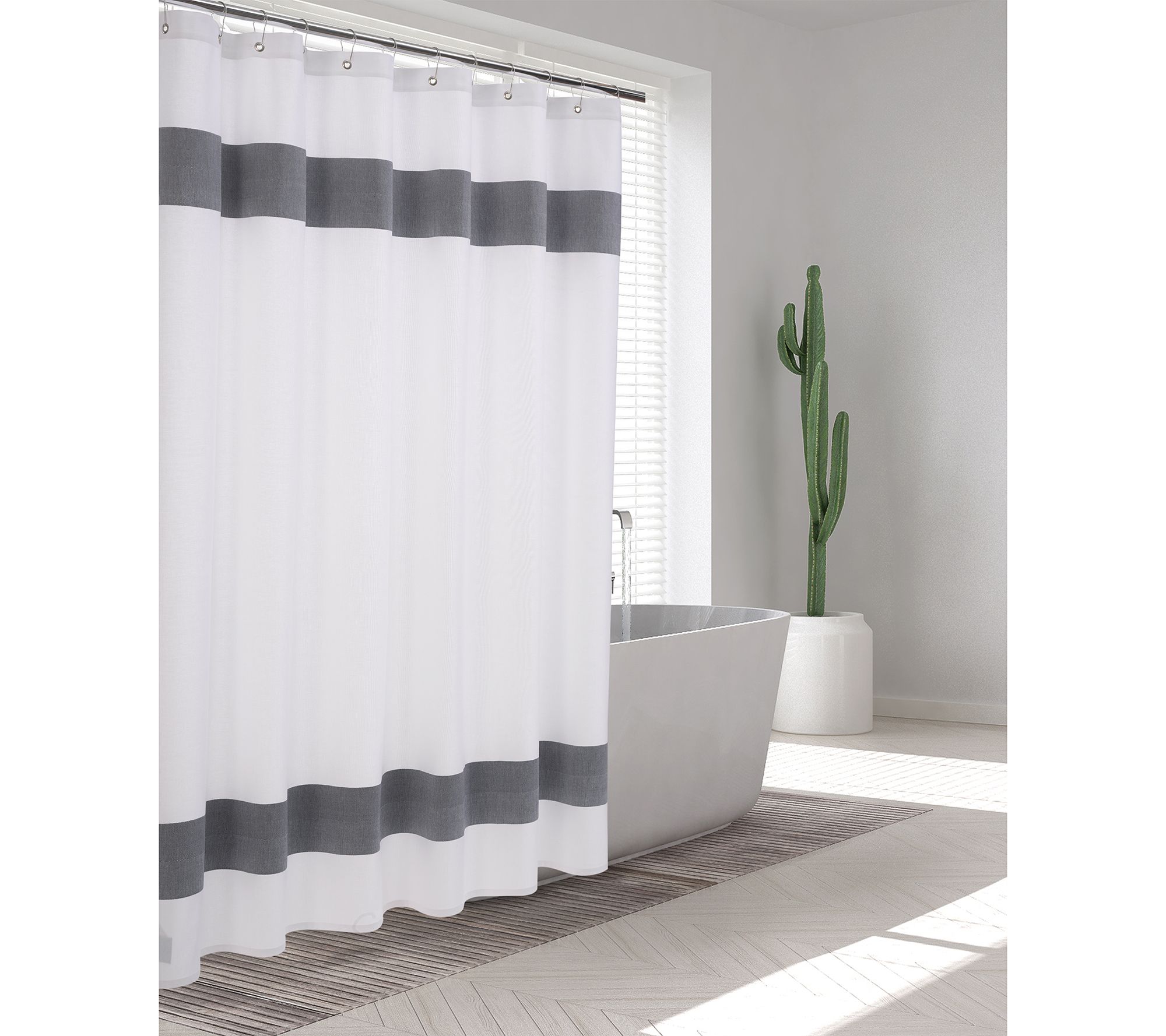 Hookless Striped Shower Curtain with Window and Liner on QVC 