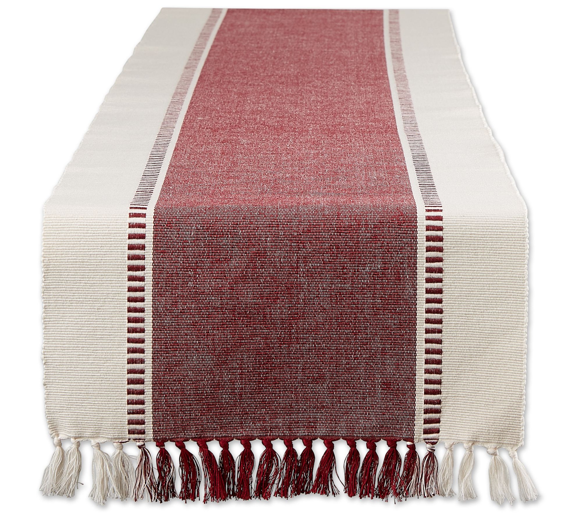 Design Imports Striped Fringe Ribbed Table Runner 13"x 72"