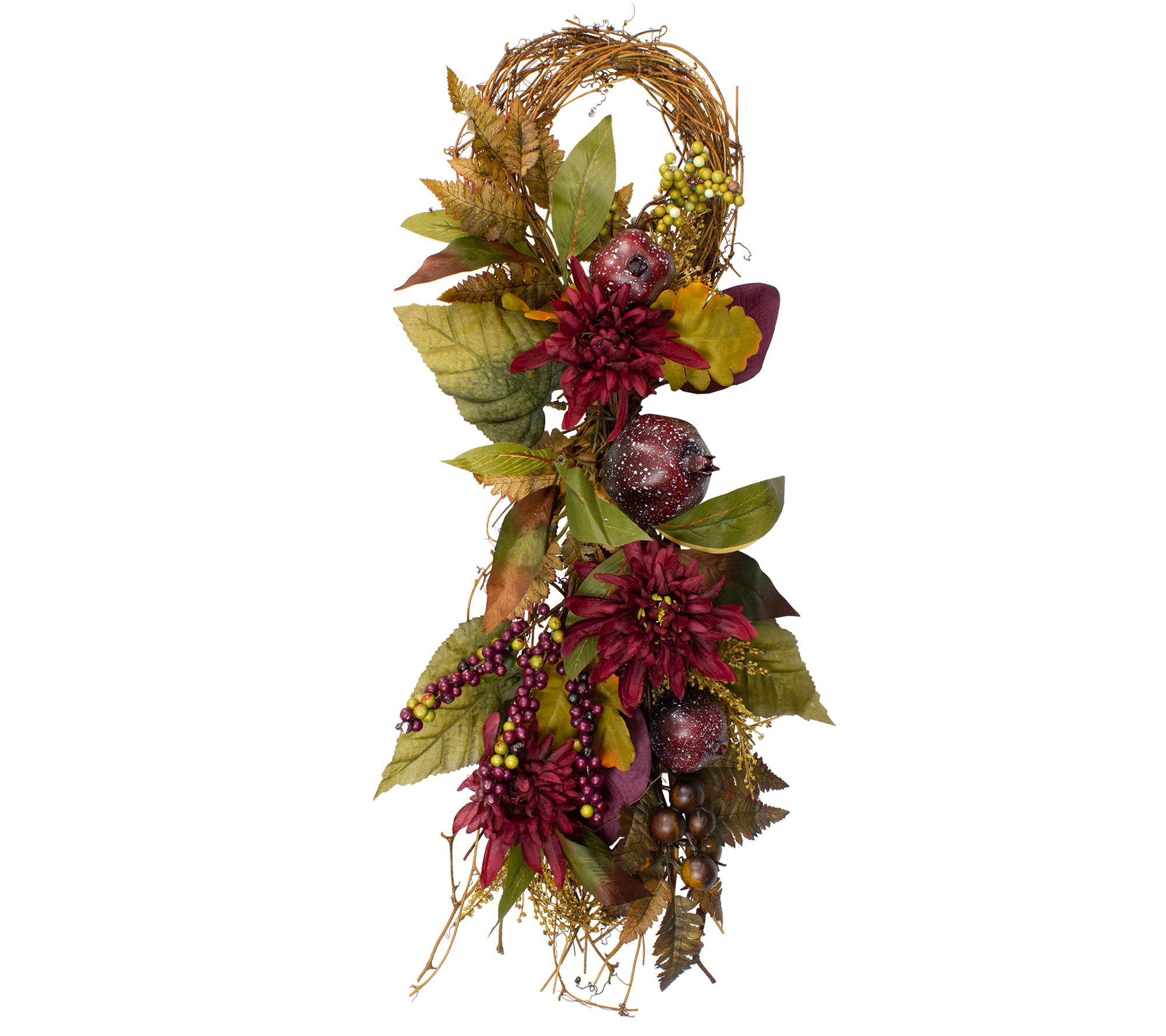 Northlight 28" Harvest Mums w/ Pomegranate Grapevine Swag