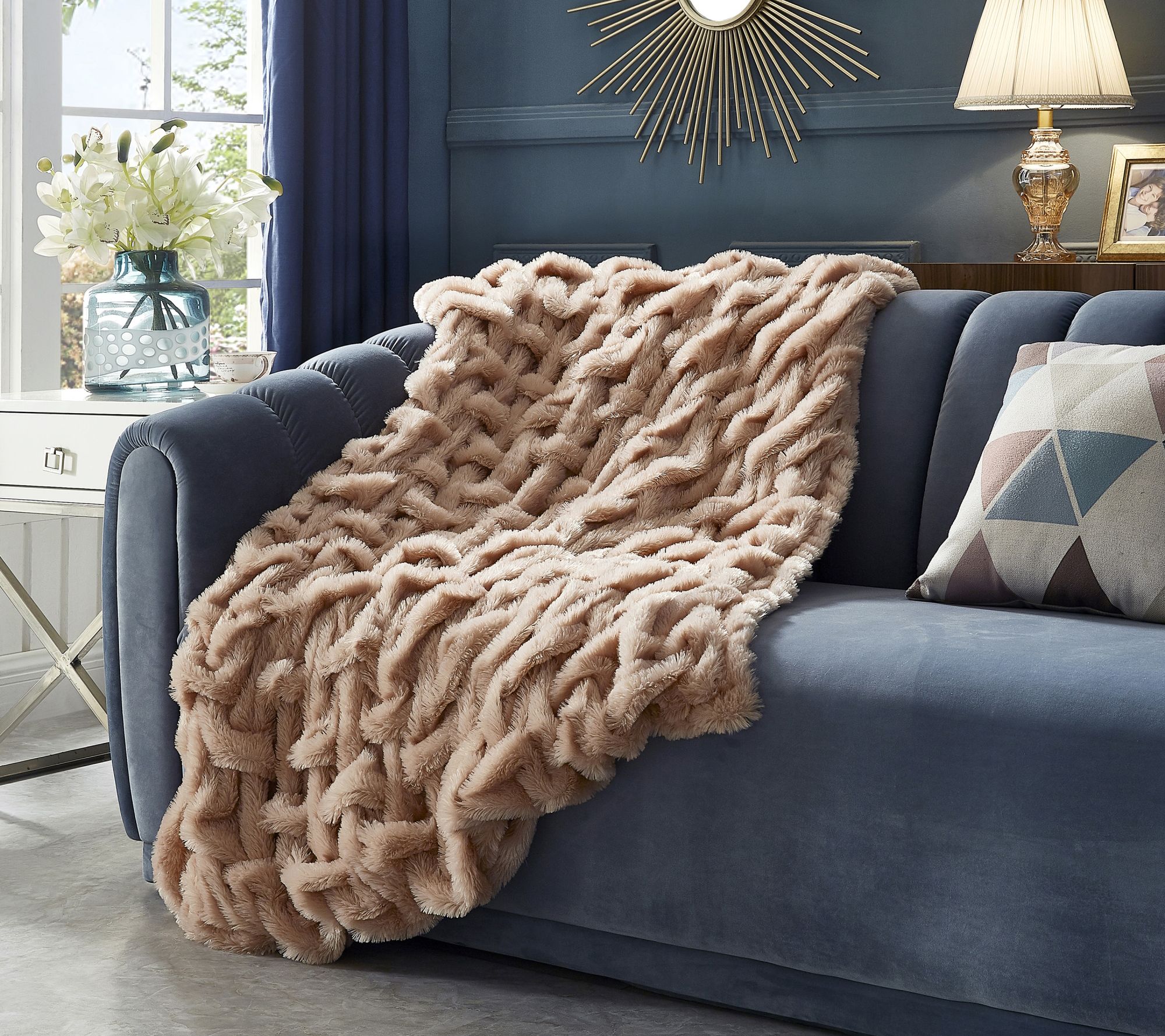 Braided faux fur online throw