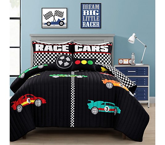 Racing Cars 5Pc Full/Queen Quilt Set by Lush Decor
