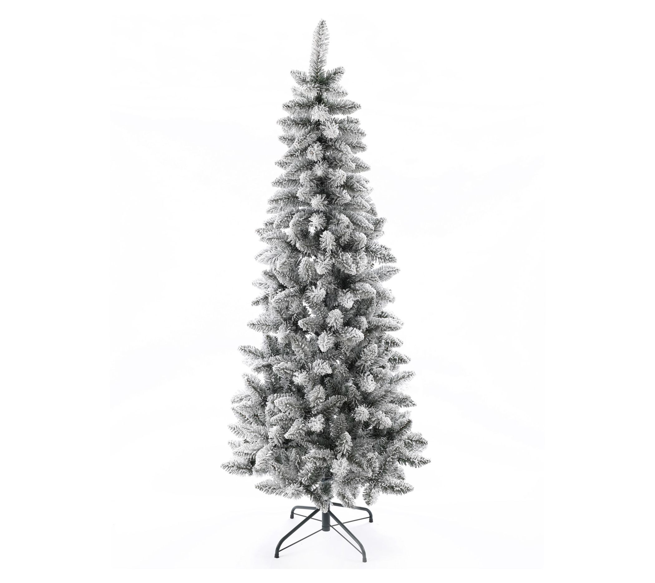LuxenHome 6' Artificial Flocked Slim Fir Christmas Tree