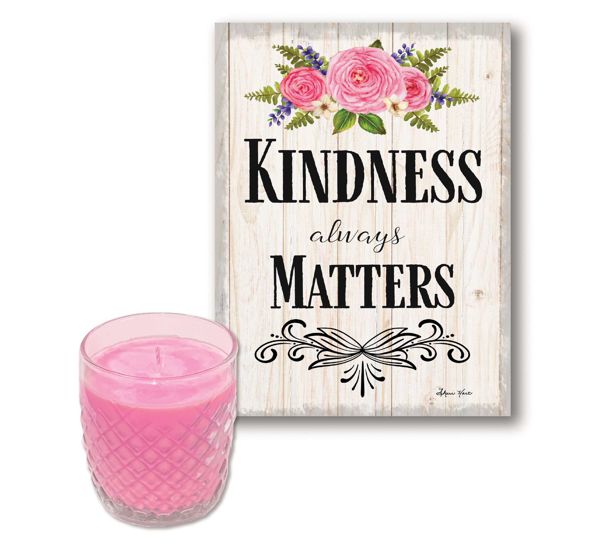 Courtside Pink Floral 8x10 Art Board & 9 oz Can le Set