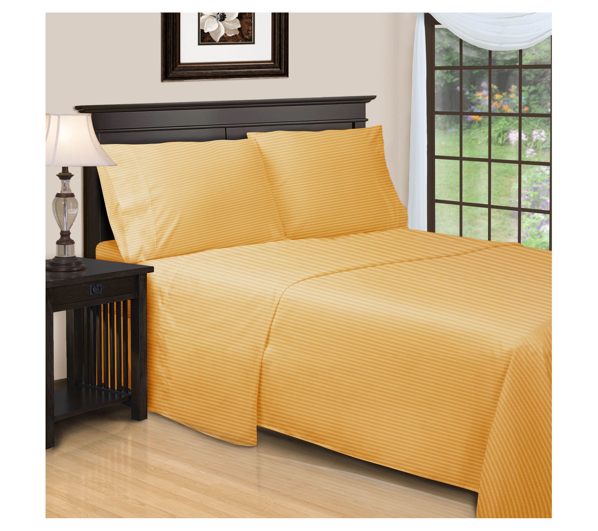Superior 650TC Egyptian Cotton Striped Sheet, Twin