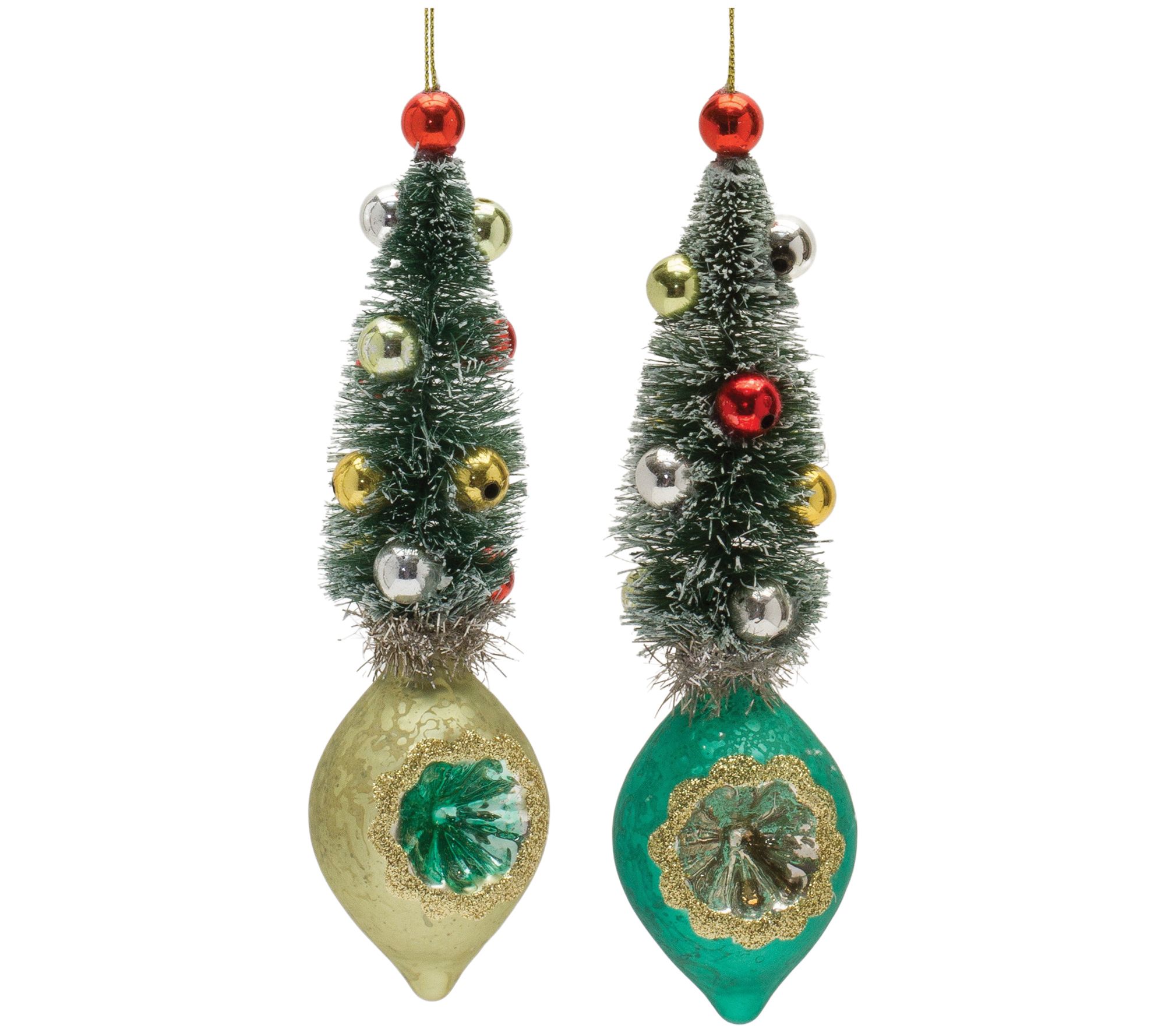 Melrose Pine Tree Reflector Drop Ornament (Set of 12)