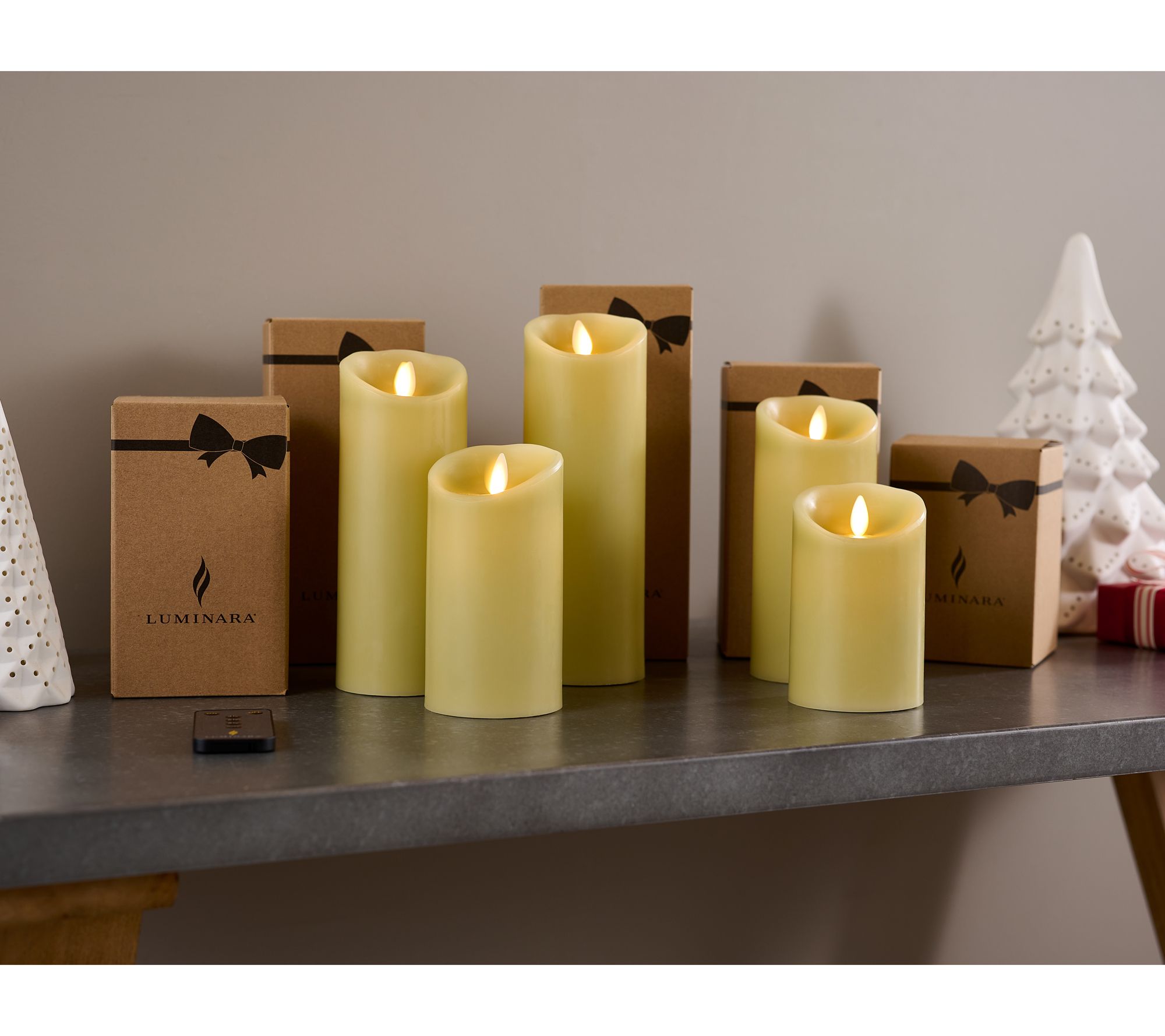 "As Is" Luminara 5-Pc Assorted Flameless Pillars