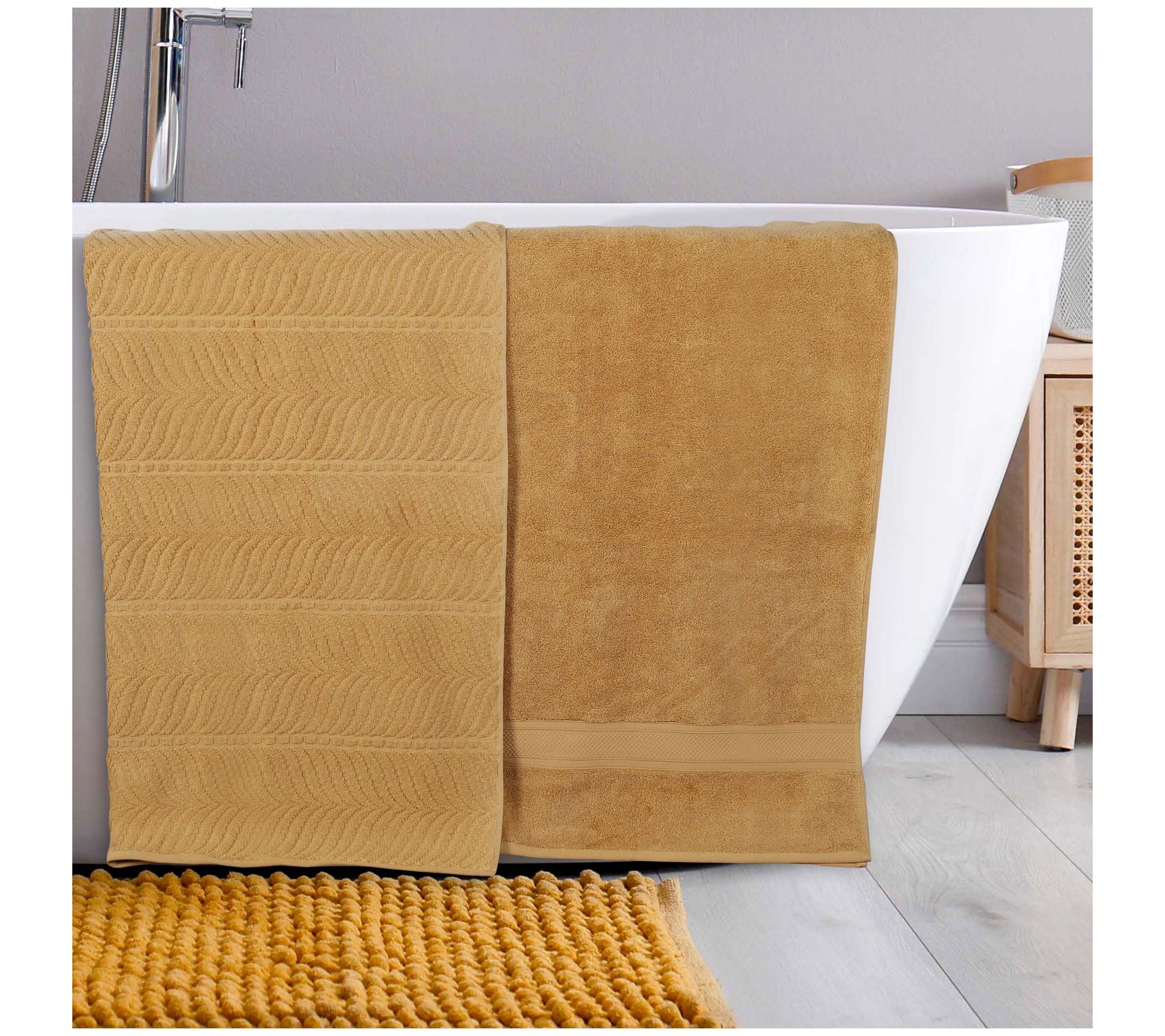 Superior Chevron Zero Twist Cotton Soft 2PC Bath Sheets