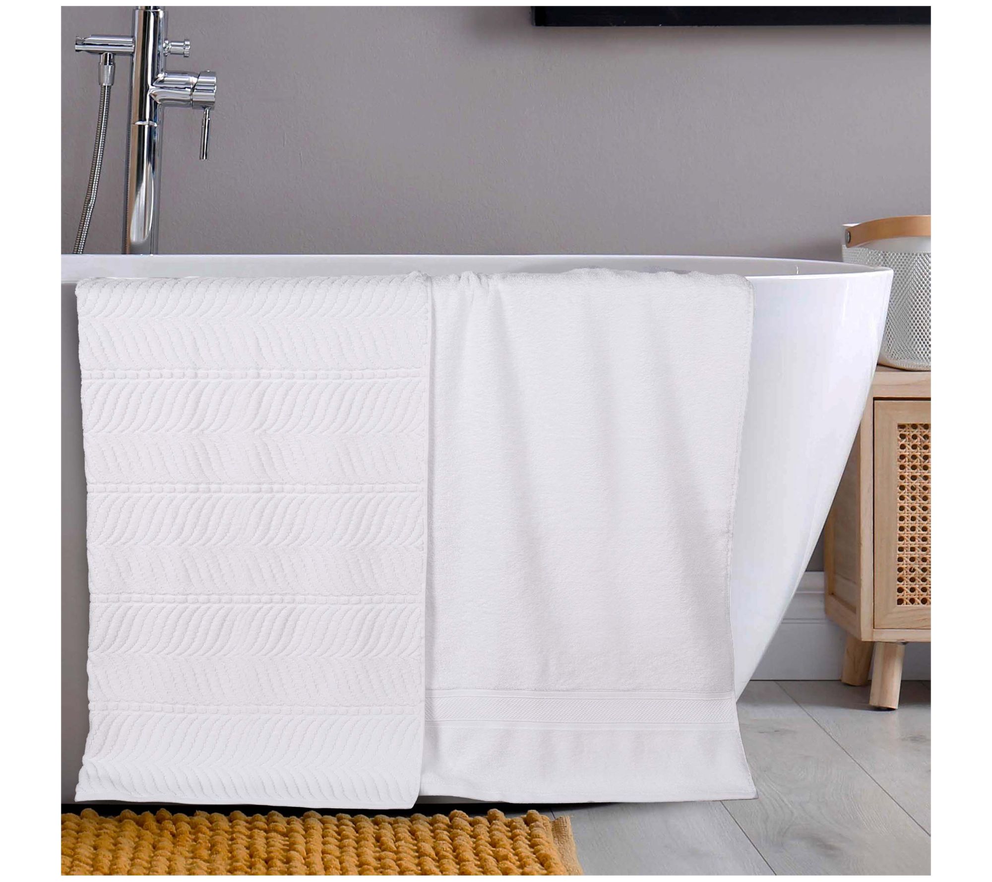 Superior Chevron Zero Twist Cotton Soft 2PC Bath Sheets