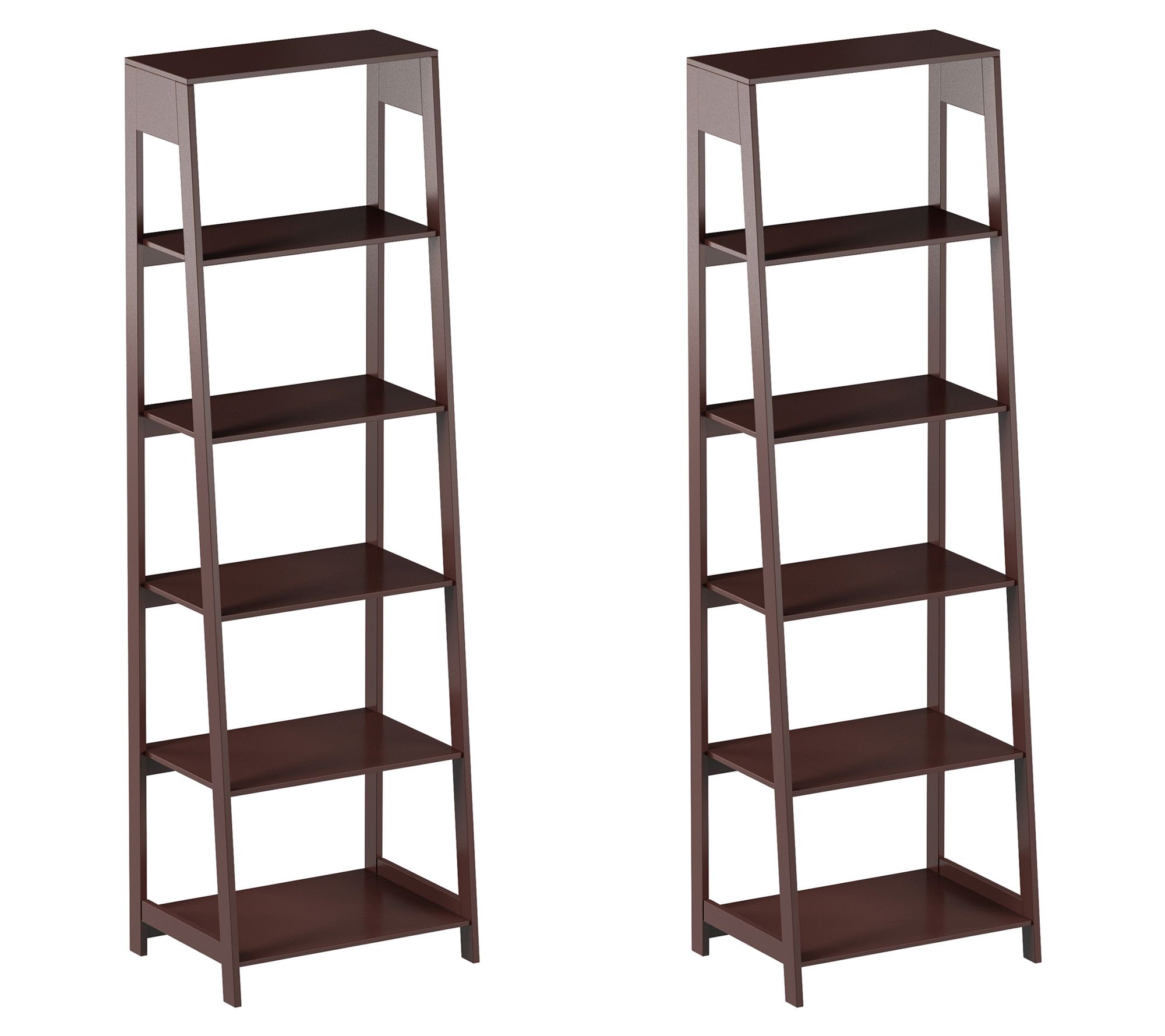 Lavish Home Set of 2 Leaning 5Tier Ladder Bookcases