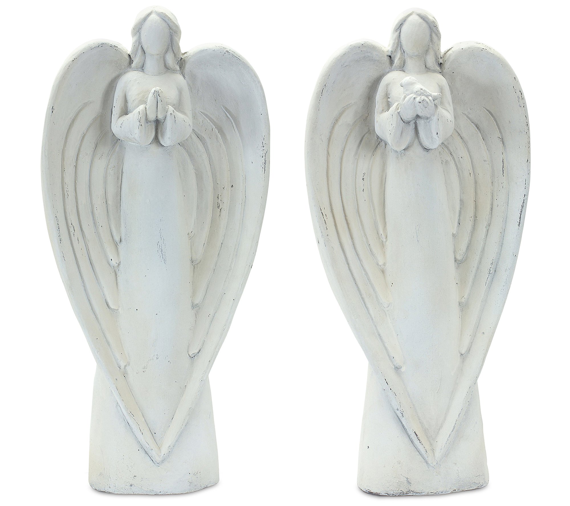 Melrose Garden Angel Statue with Bird Accent (S et of 2)