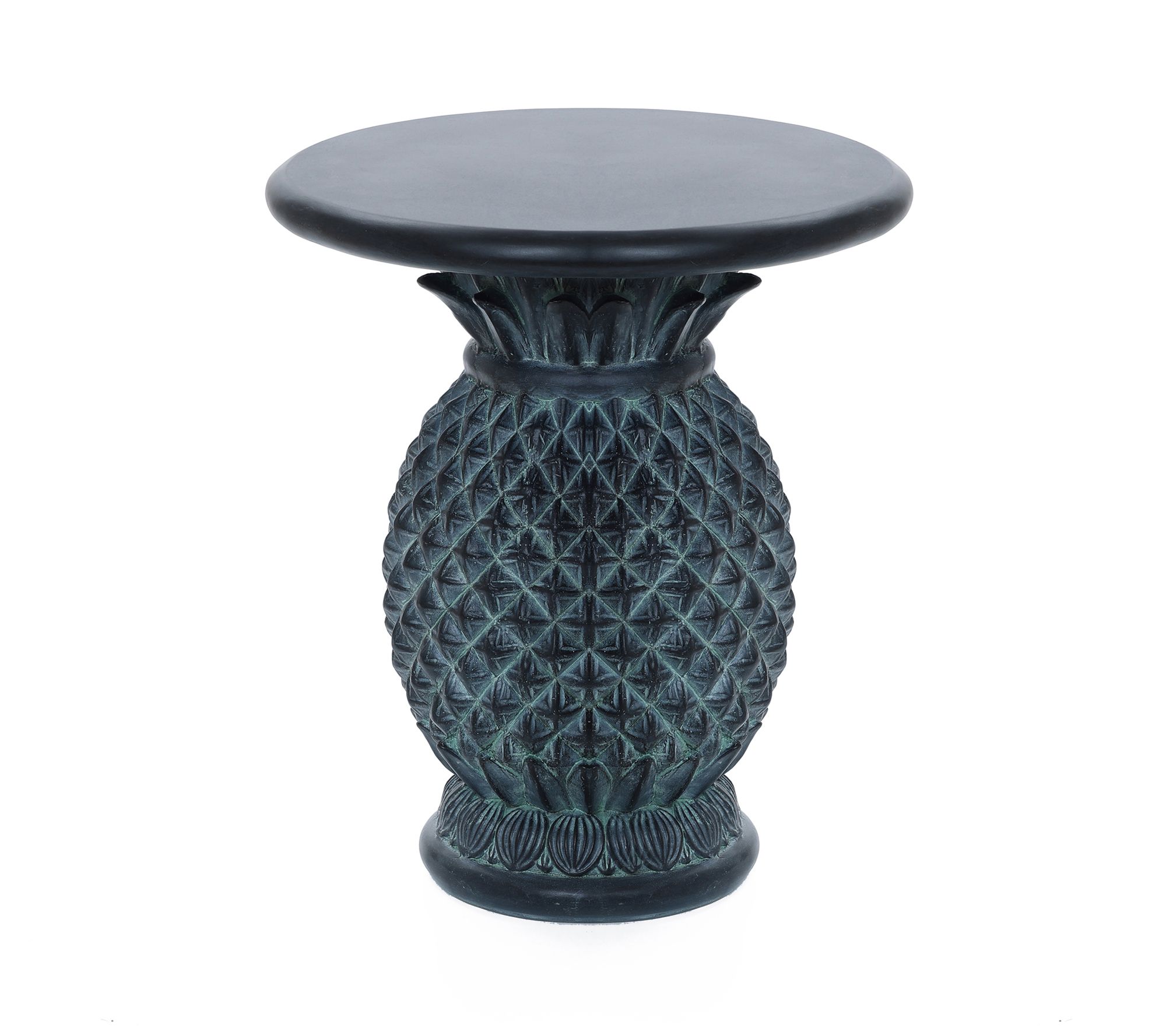 LuxenHome Patina Gray Pineapple Outdoor Side Table