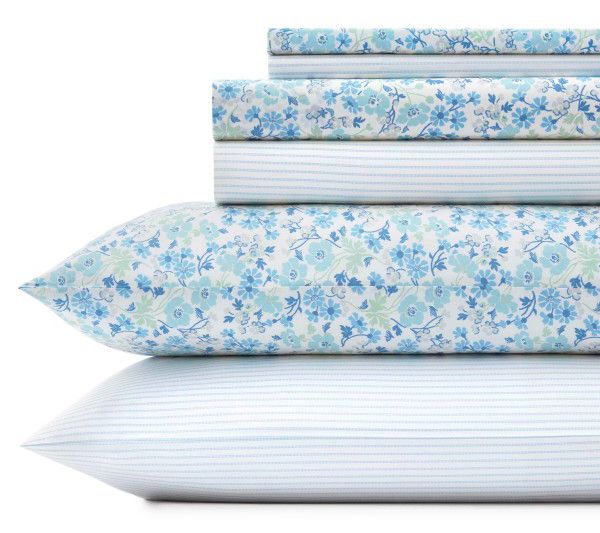 Laura Ashley Ja ynie - Cotton B lue Queen Sheet Set