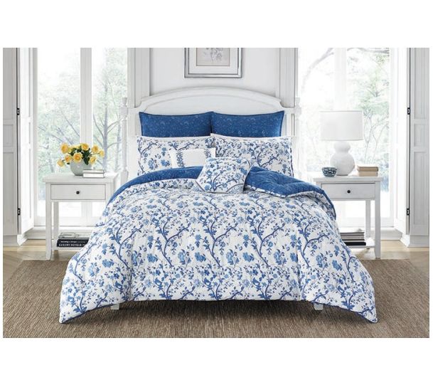Laura Ashley El ise Navy King C omforter Bonus Set