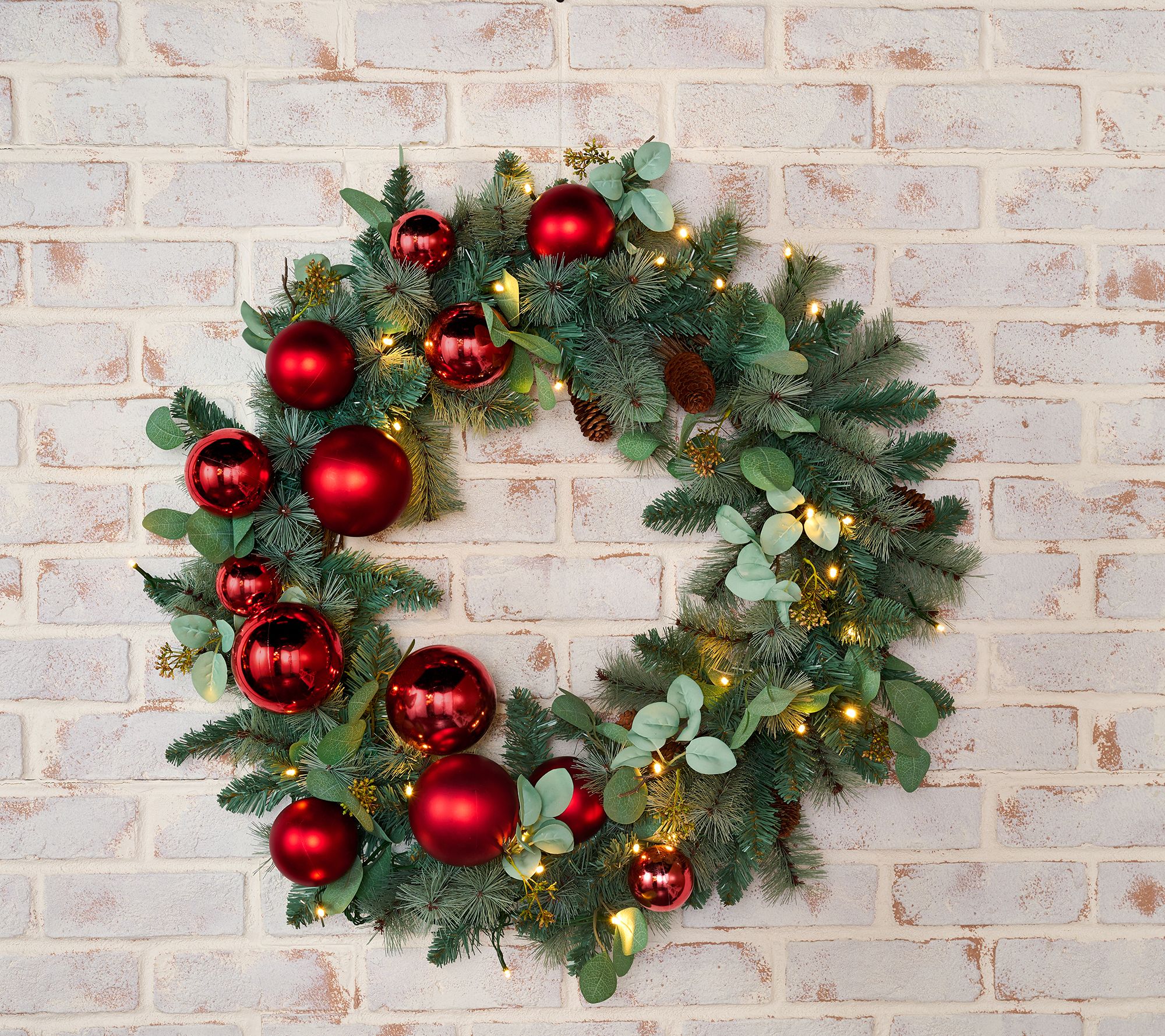 "As Is" 30" Oversized Illuminated Ornament Wreath by Kim Gravel