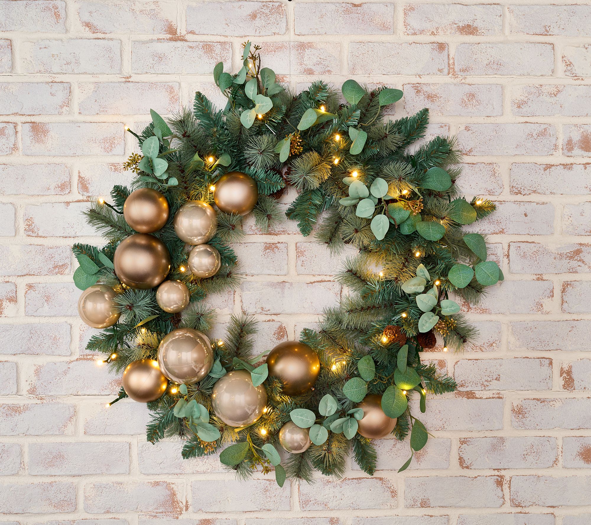"As Is" 30" Oversized Illuminated Ornament Wreath by Kim Gravel