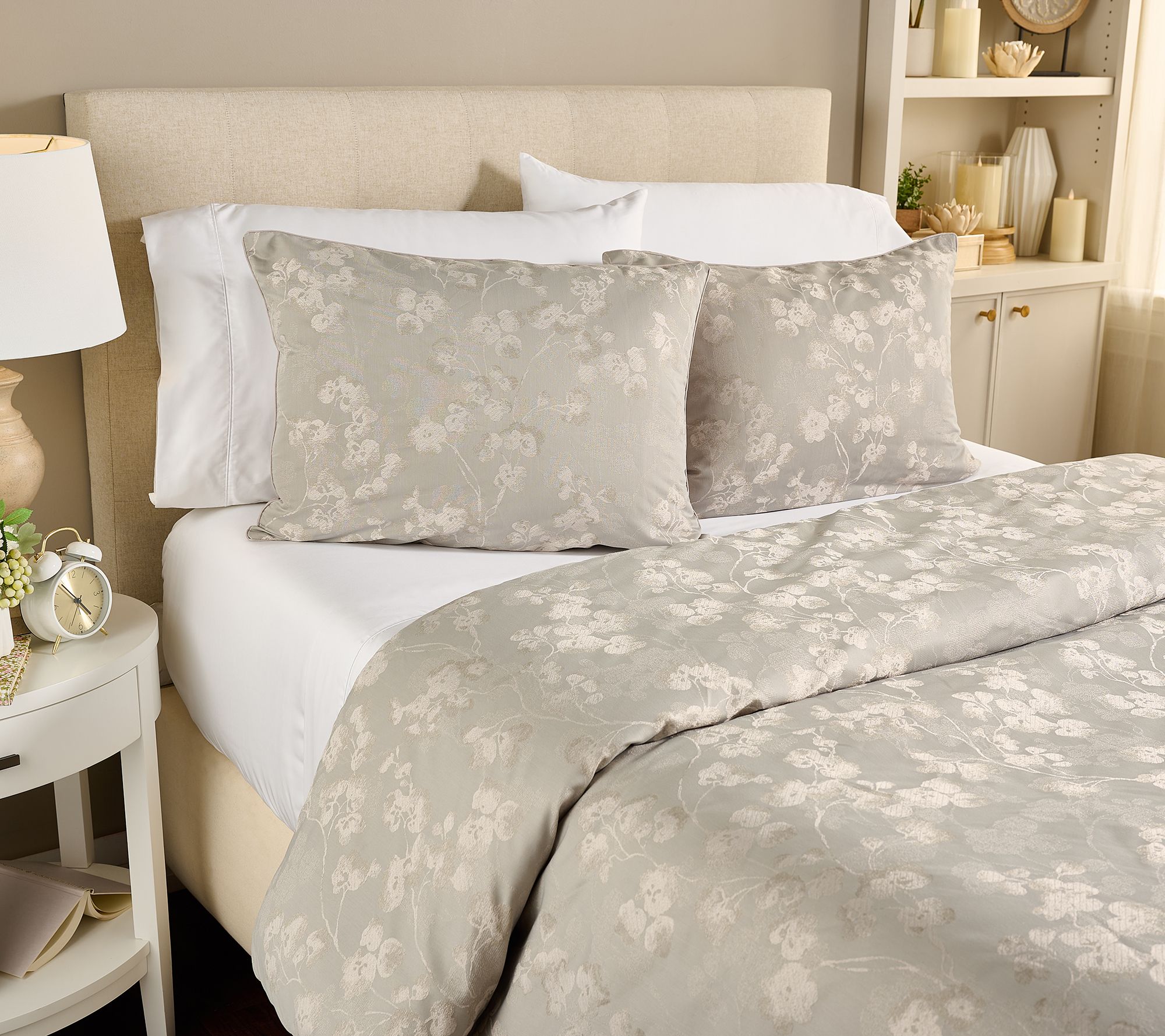 "As Is" Northern Nights Floral Jacquard Comforter and Sham Set- King