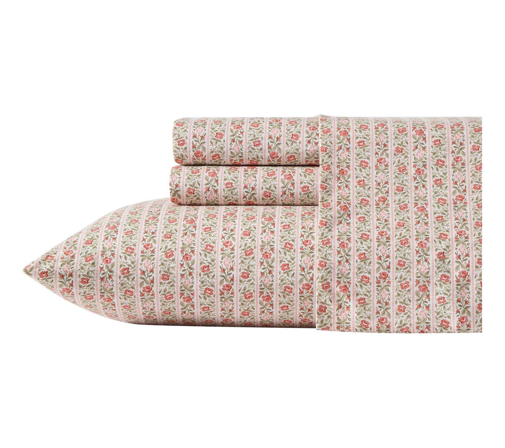 Laura Ashley Marta Stripe Pink Queen Sheet Set