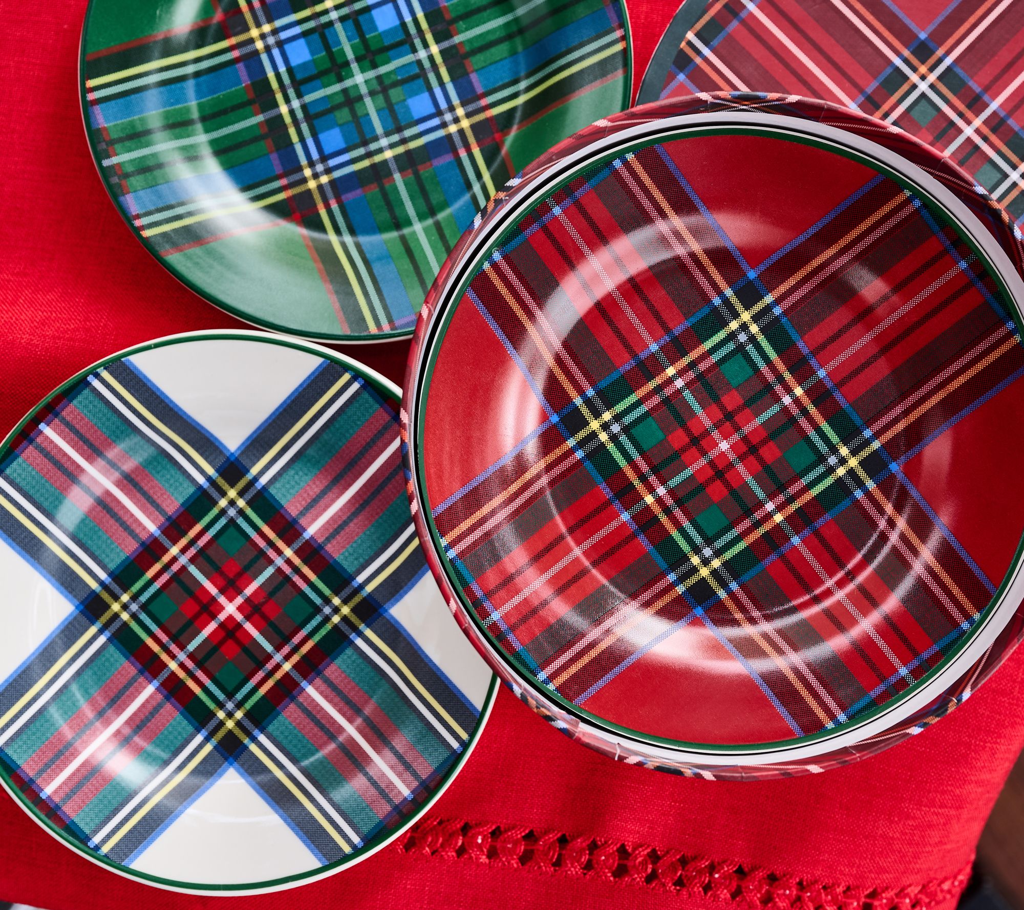 "As Is" Set of 6 Tartan Plaid 6.5" Plates with Box by Valerie