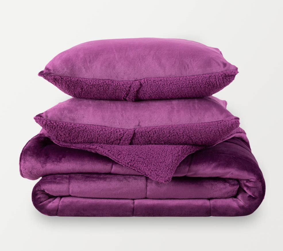 Berkshire Reversible VelvetLoft Sherpa Comforter Set - Full/QN