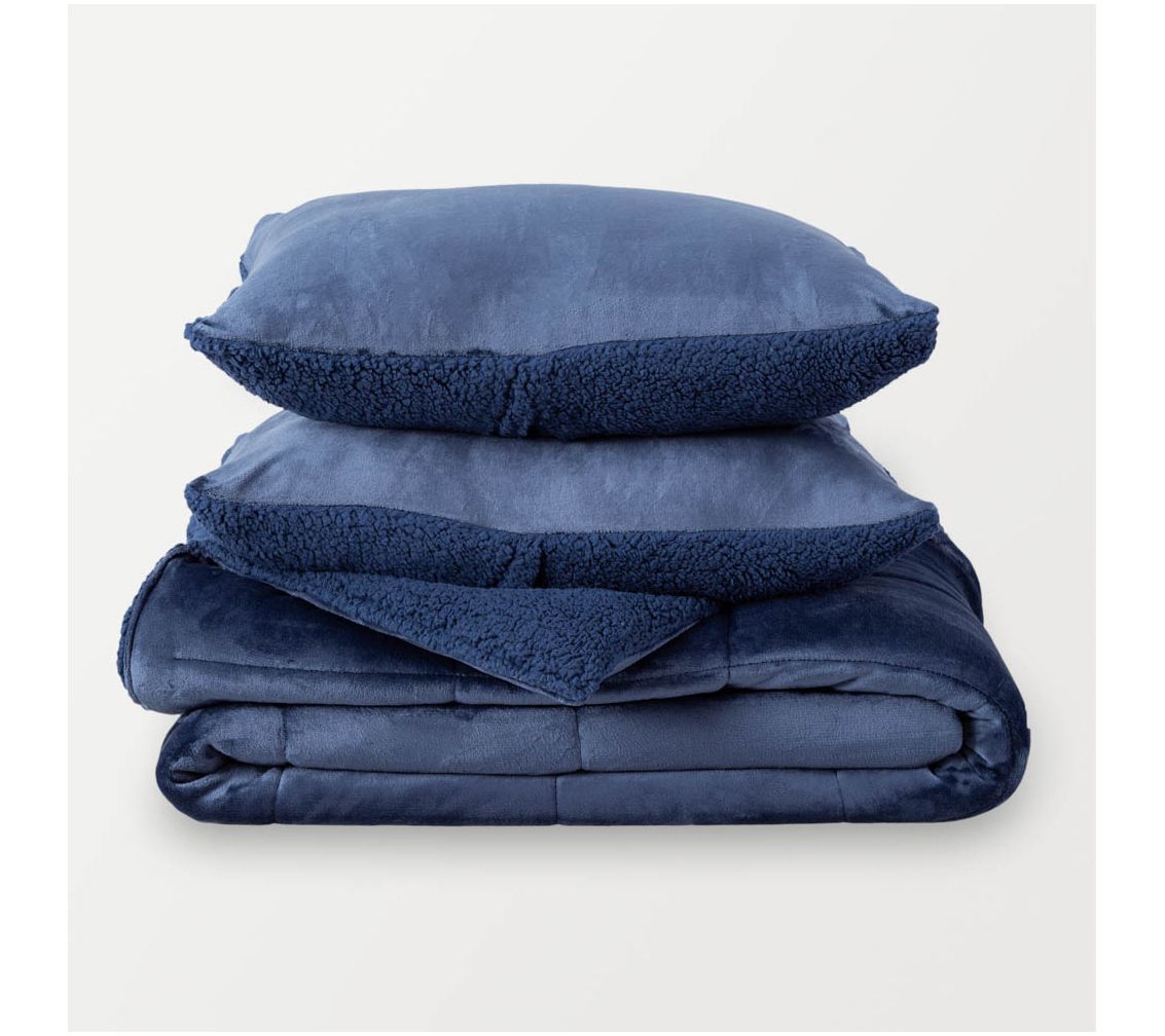 Berkshire Reversible VelvetLoft Sherpa Comforter Set - Full/QN