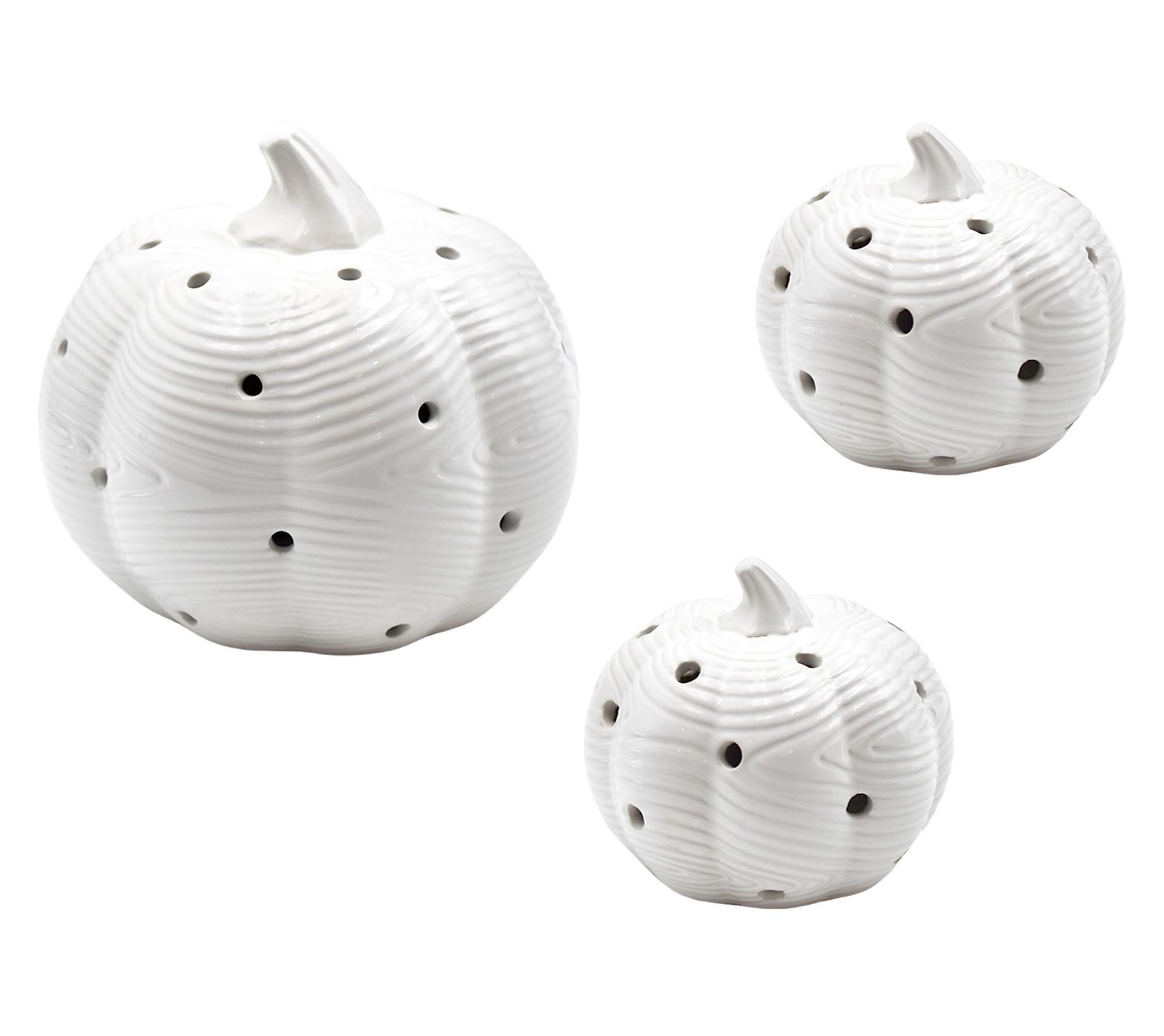 Temp-tations Woodland Set of 3 Illuminated Ceramic Pumpkin