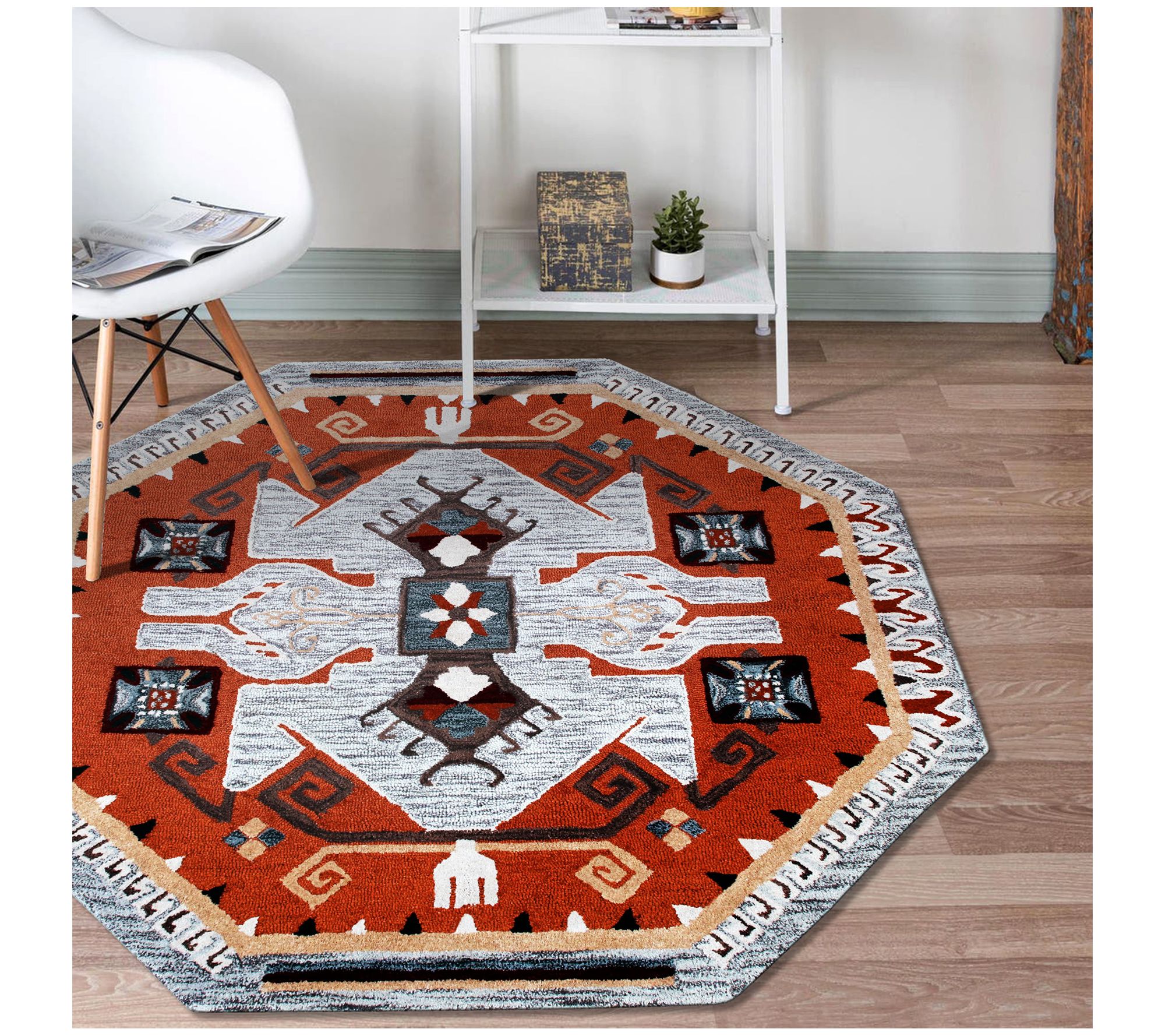Ox Bay Southwest Cabin Hand-Tufted Wool IndoorRug, 4' Round