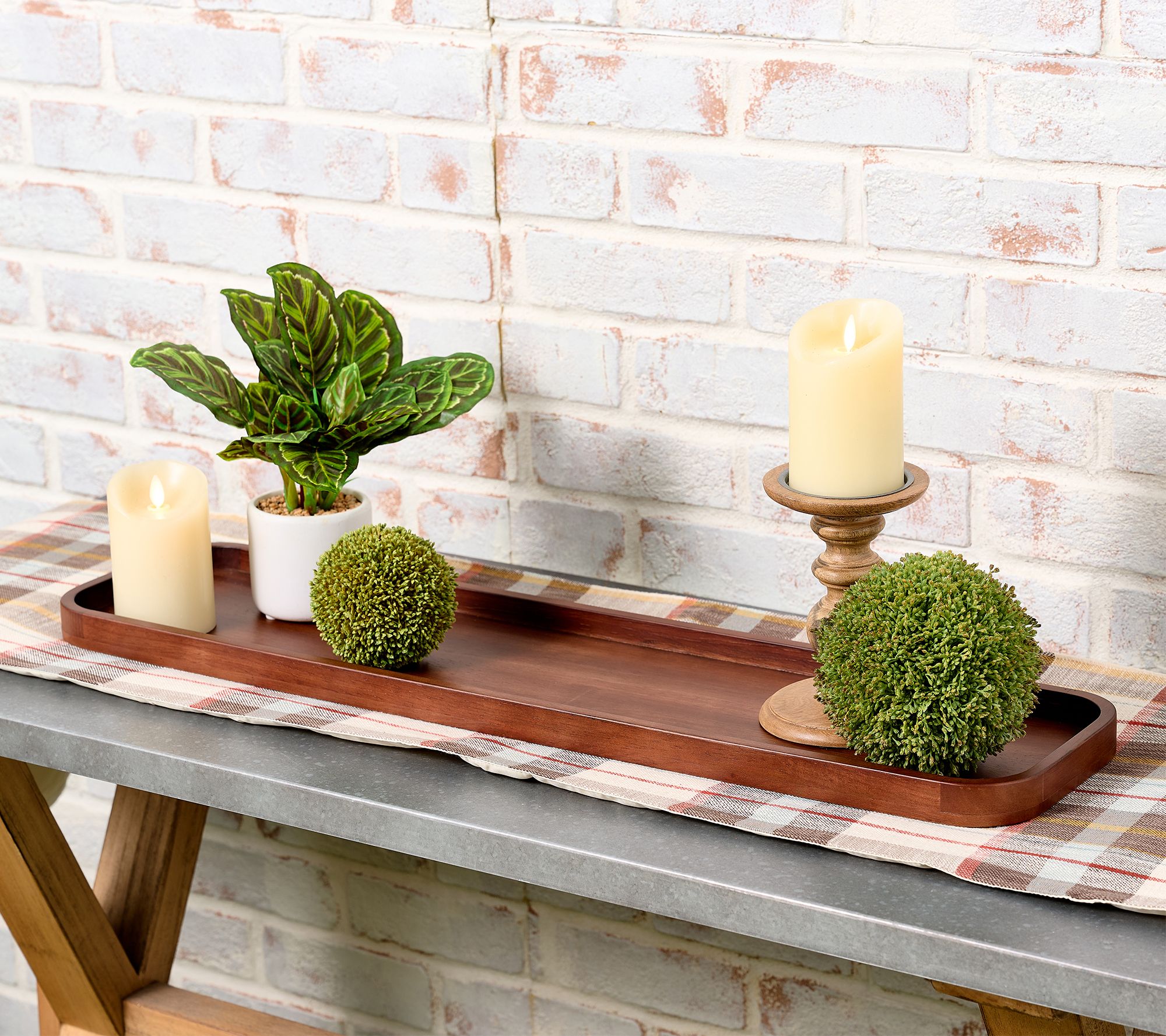 Home Reflections 31" Rectangular Wooden Tray